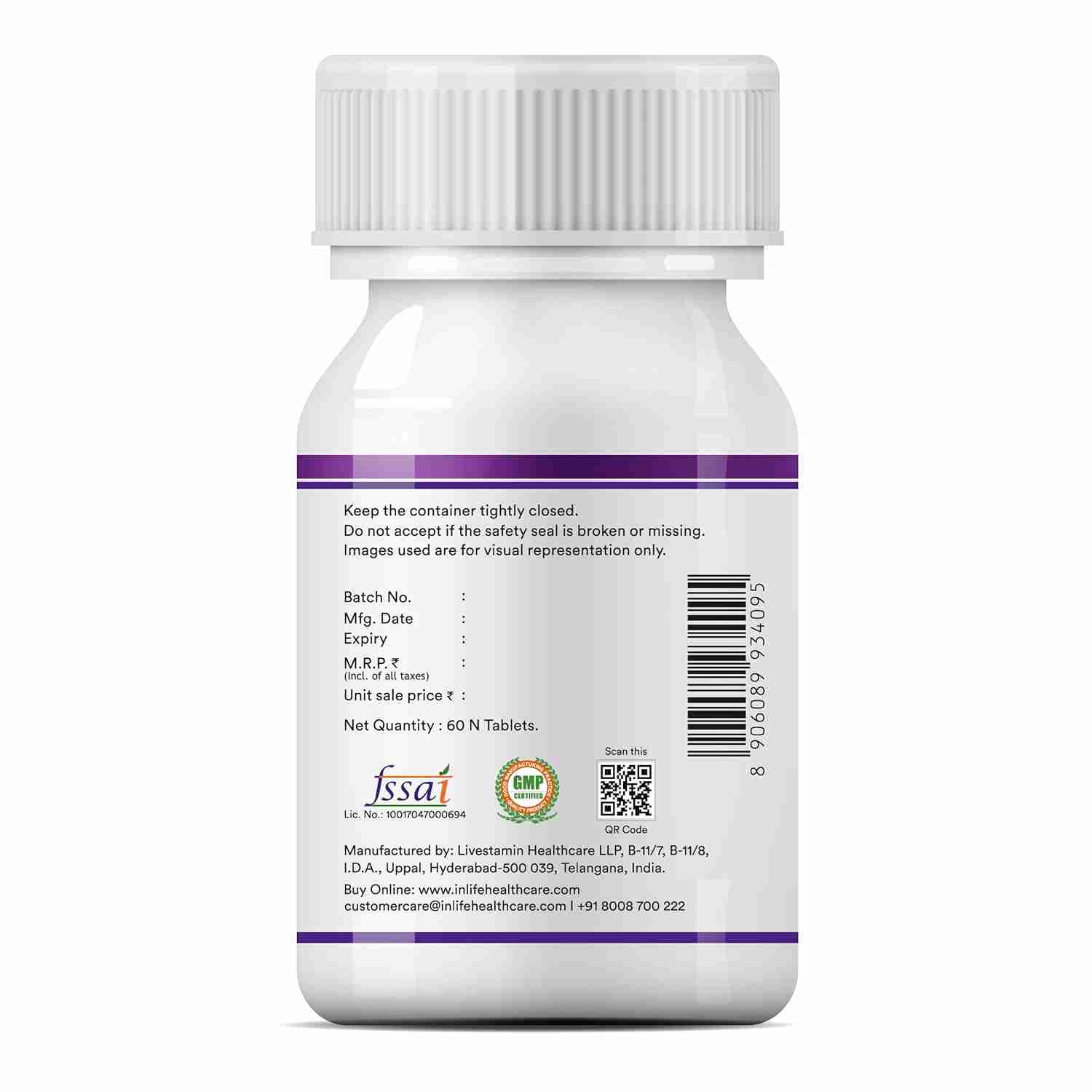 Inlife | Chelated Magnesium Glycinate Supplement 2000mg Per Serving, High Absorption for Relaxation & Healthy Muscle Function | 60 Tablets