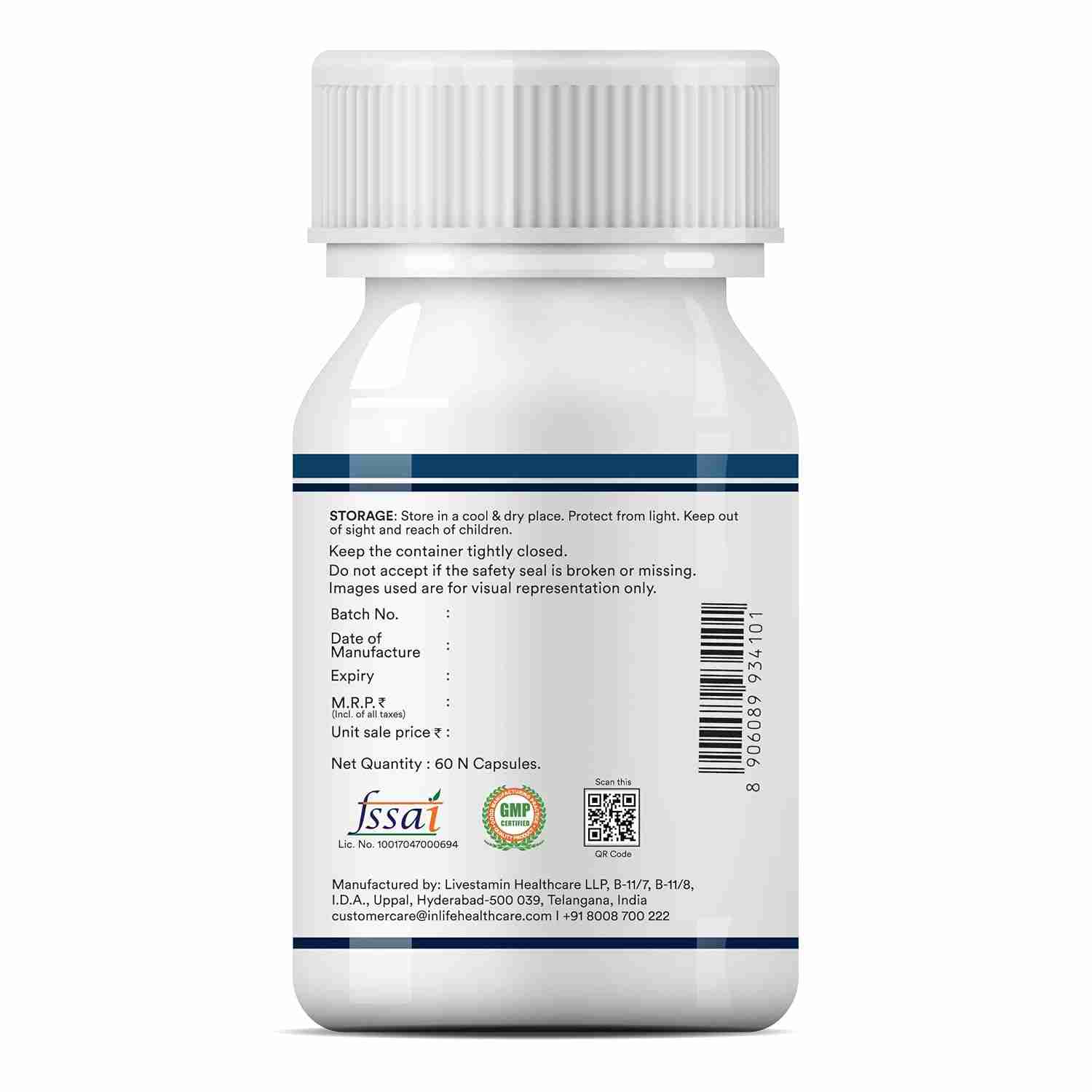 Inlife | B Complex Supplements B1, B2, B3, B5, B6, Biotin, with Vitamin B12, Folic Acid, Alpha Lipoic Acid, Inositol & Choline | For Energy & Metabolism | For Men Women | 60 Veg Cap