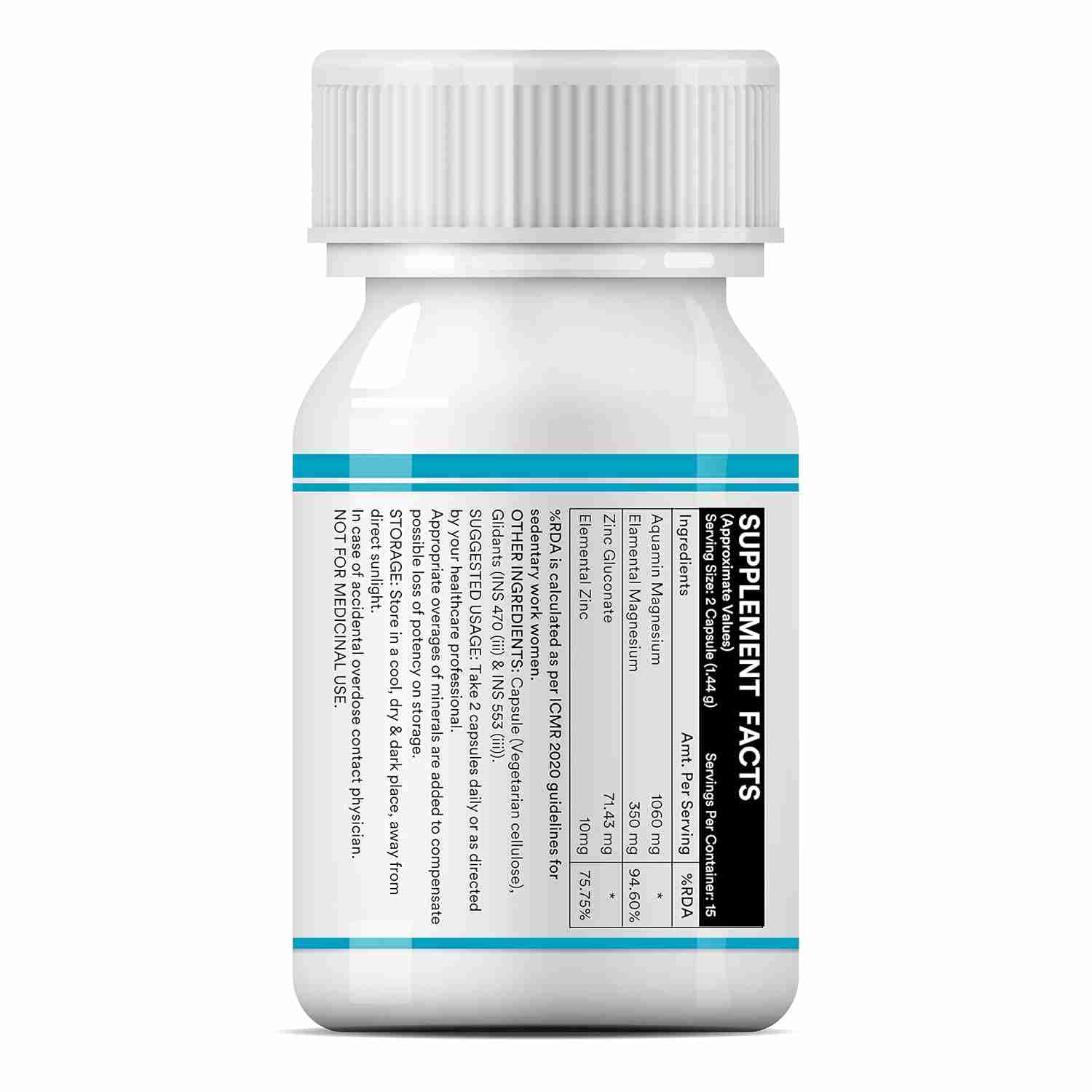 Inlife | Marine Magnesium Supplement 1060mg | Aquamin Mg Naturally Sourced from Red Algae with Zinc Gluconate | Multi|Mineral Complex | Supports Muscle Function, Energy, Metabolism & Daily Wellness | 30 Veg Cap