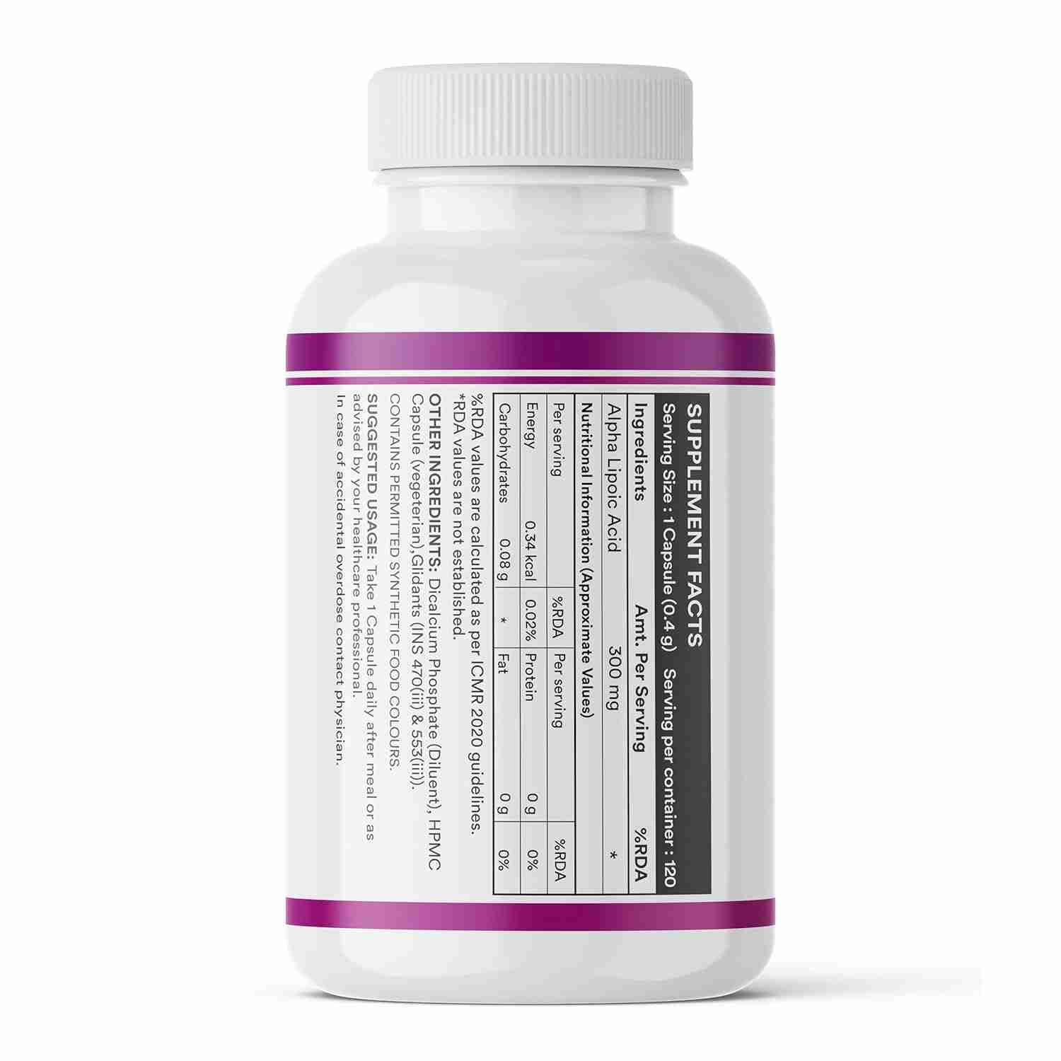 Inlife | Alpha Lipoic Acid 300mg | Universal Antioxidant | ALA Supplement | 120 Veg Cap