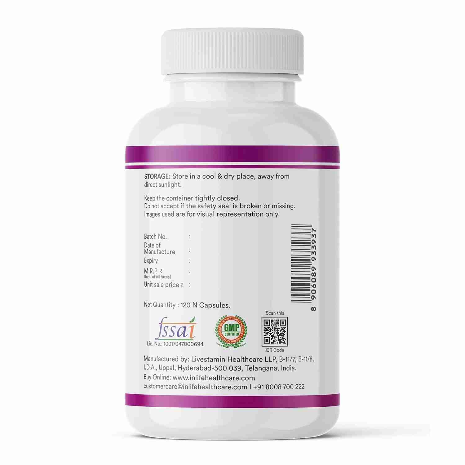 Inlife | Alpha Lipoic Acid 300mg | Universal Antioxidant | ALA Supplement | 120 Veg Cap