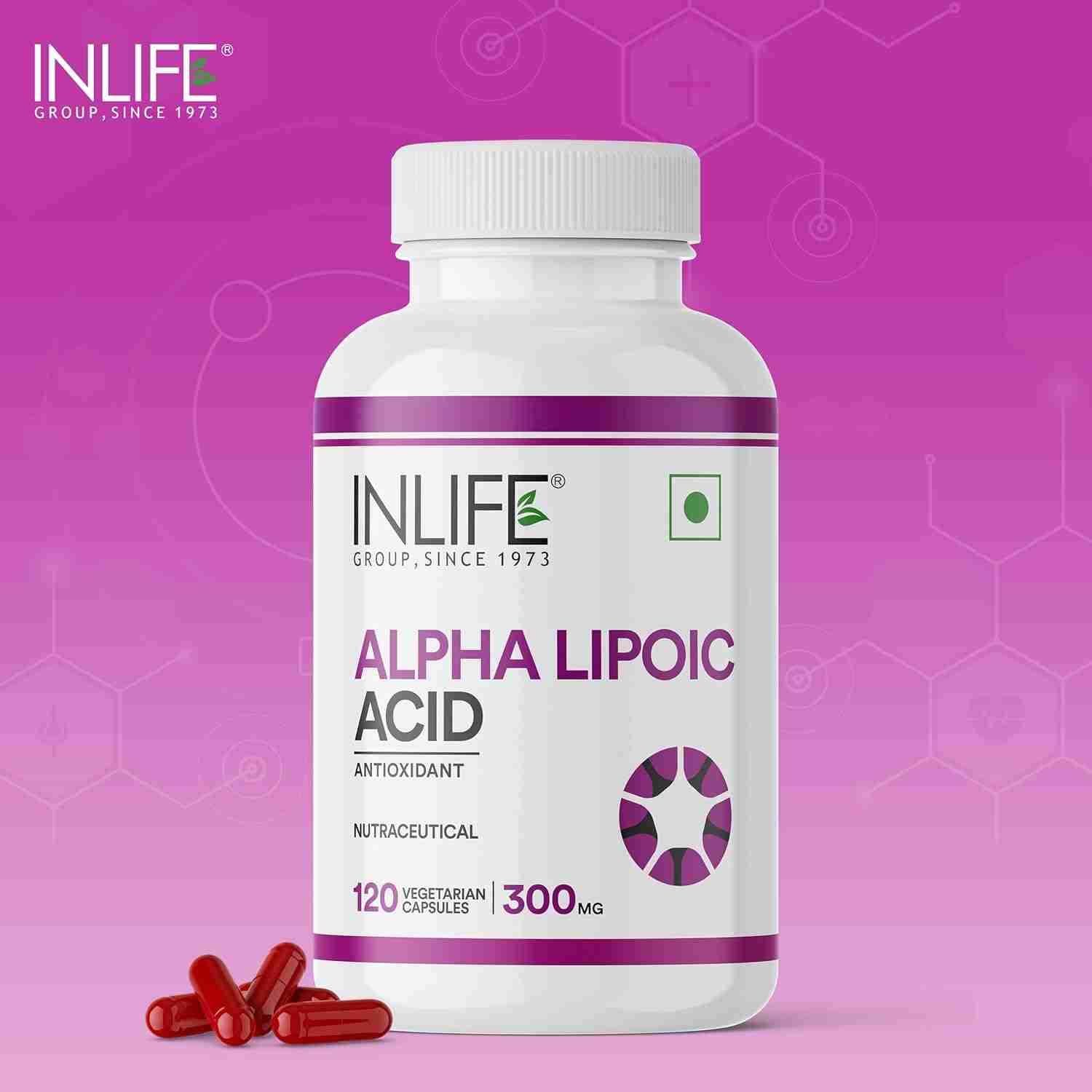 Inlife | Alpha Lipoic Acid 300mg | Universal Antioxidant | ALA Supplement | 120 Veg Cap