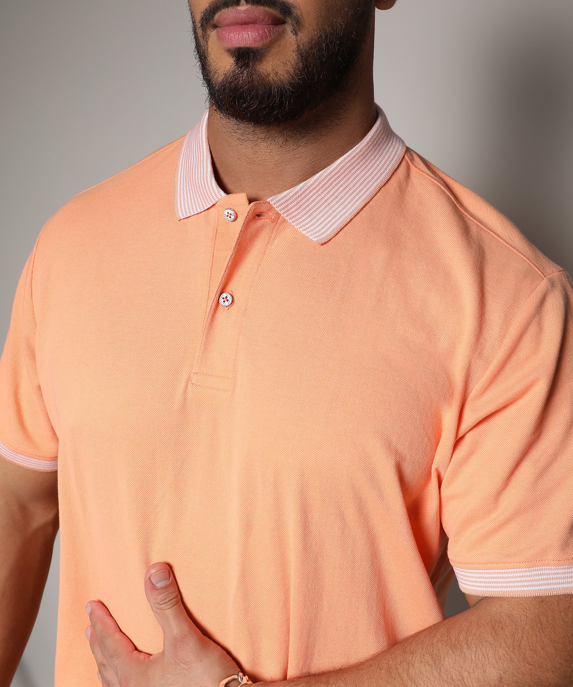 Instafab Plus | Men's Peach Orange Basic Polo T-Shirt