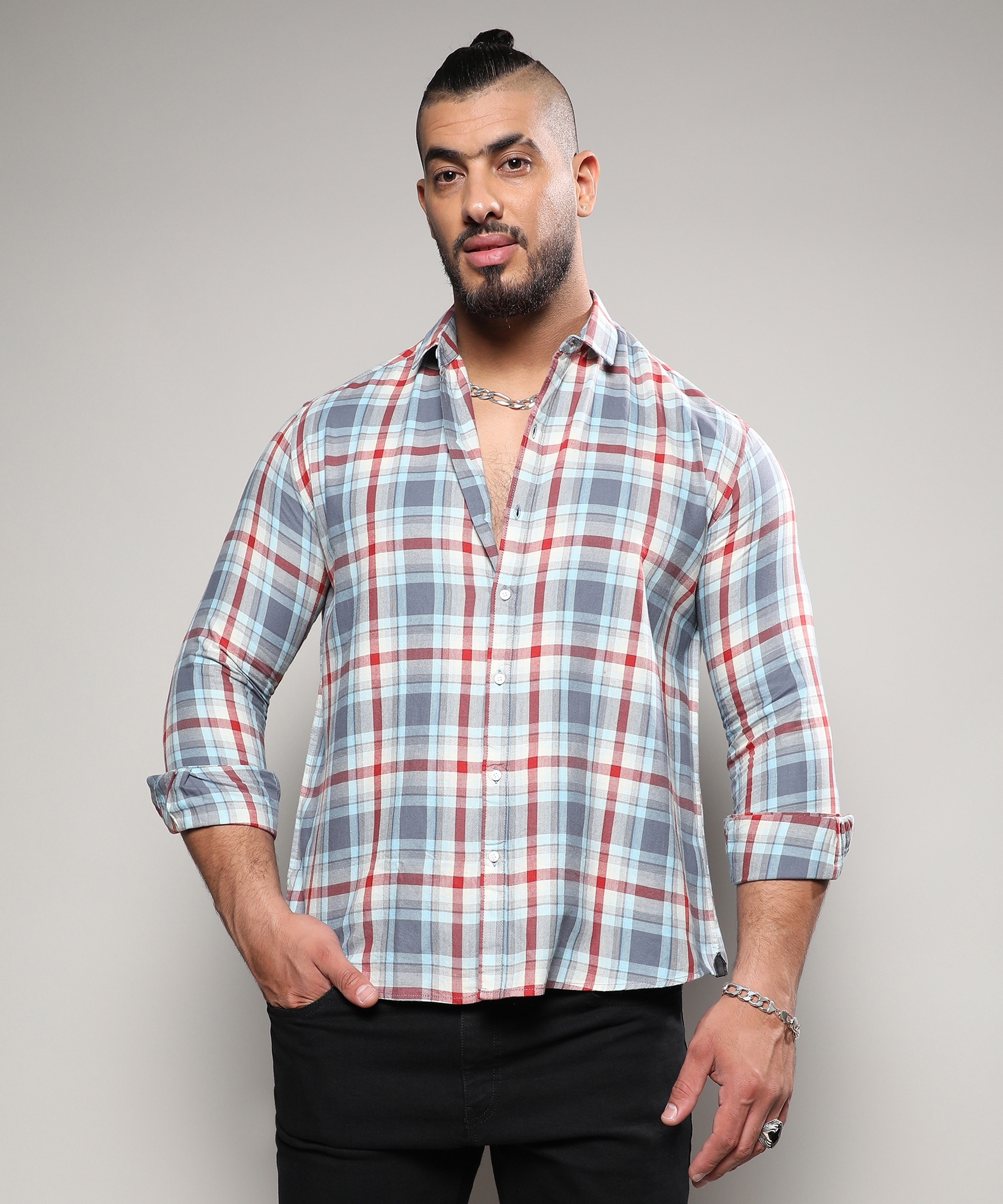 Men's Multicolour Tartan Plaid Shirt