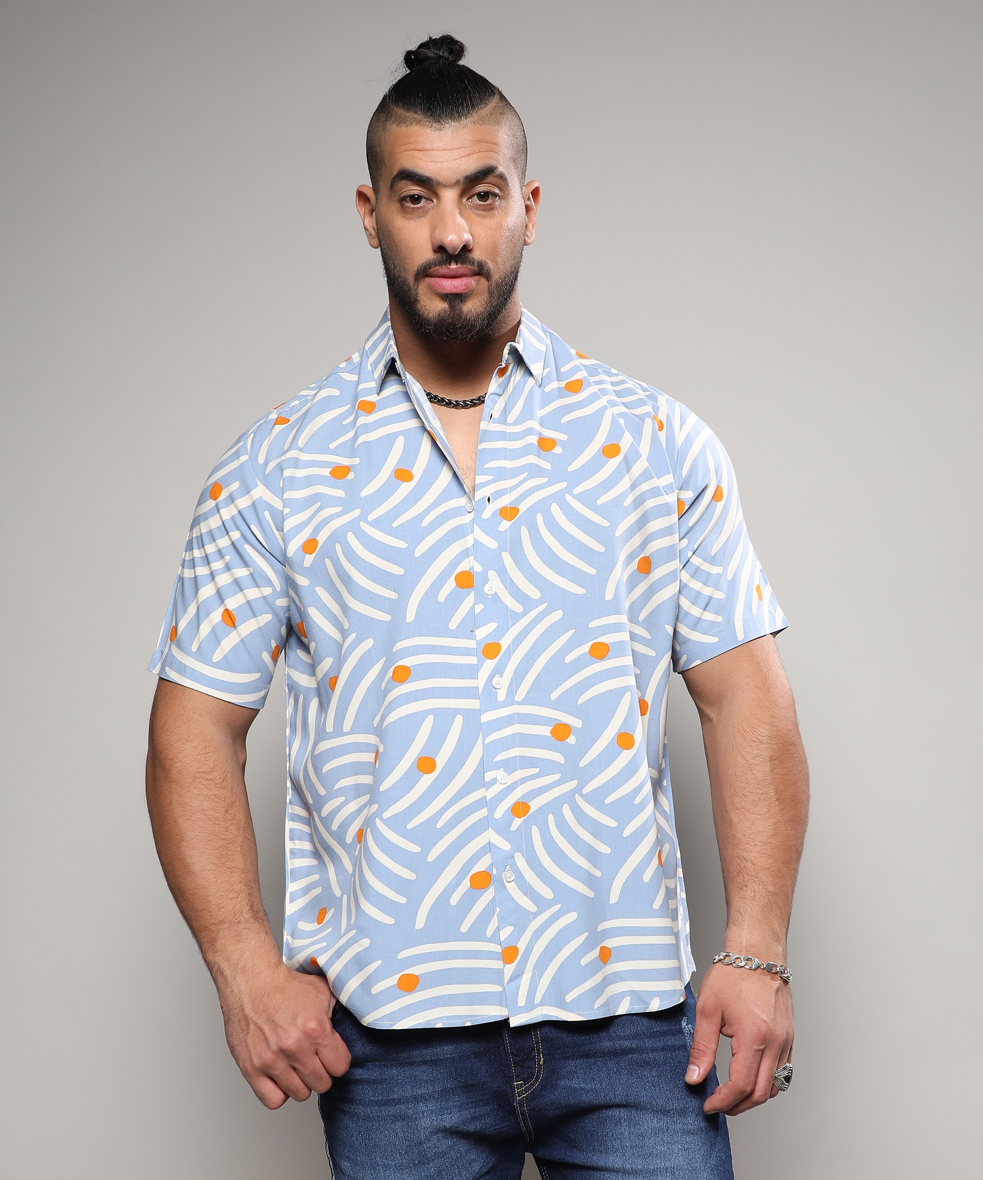Men's Abstract Print Button Up Shirt