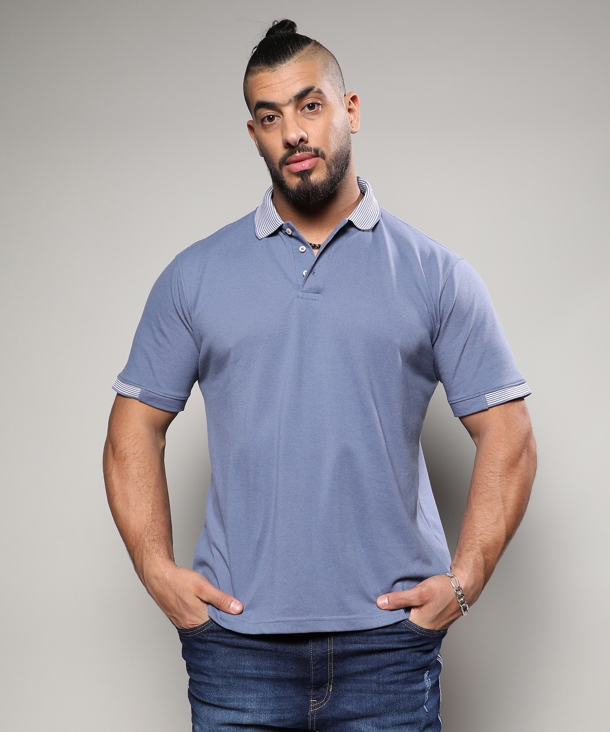 Instafab Plus | Men's Egyptian Blue Basic Polo T-Shirt