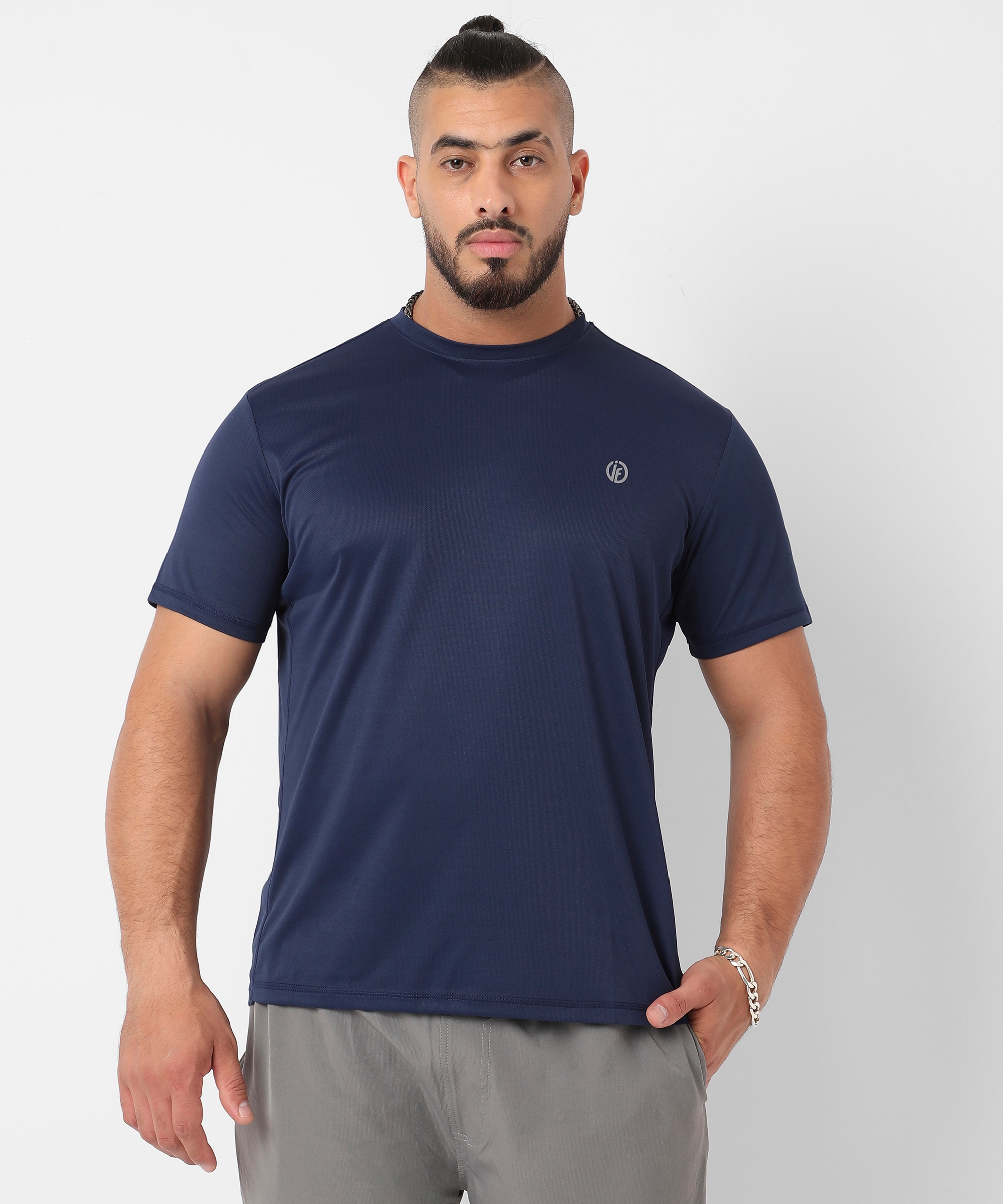 Instafab Plus | Men's Navy Blue Basic Activewear T-Shirt