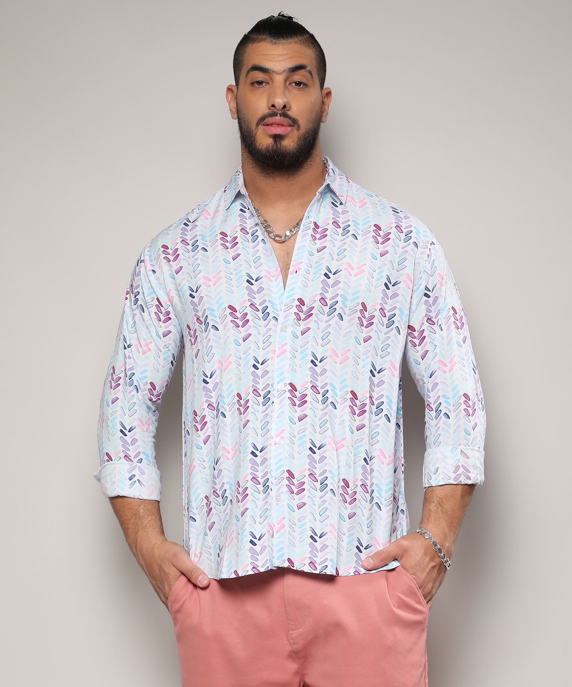 Instafab Plus | Men's Multicolour Abstract Print Shirt