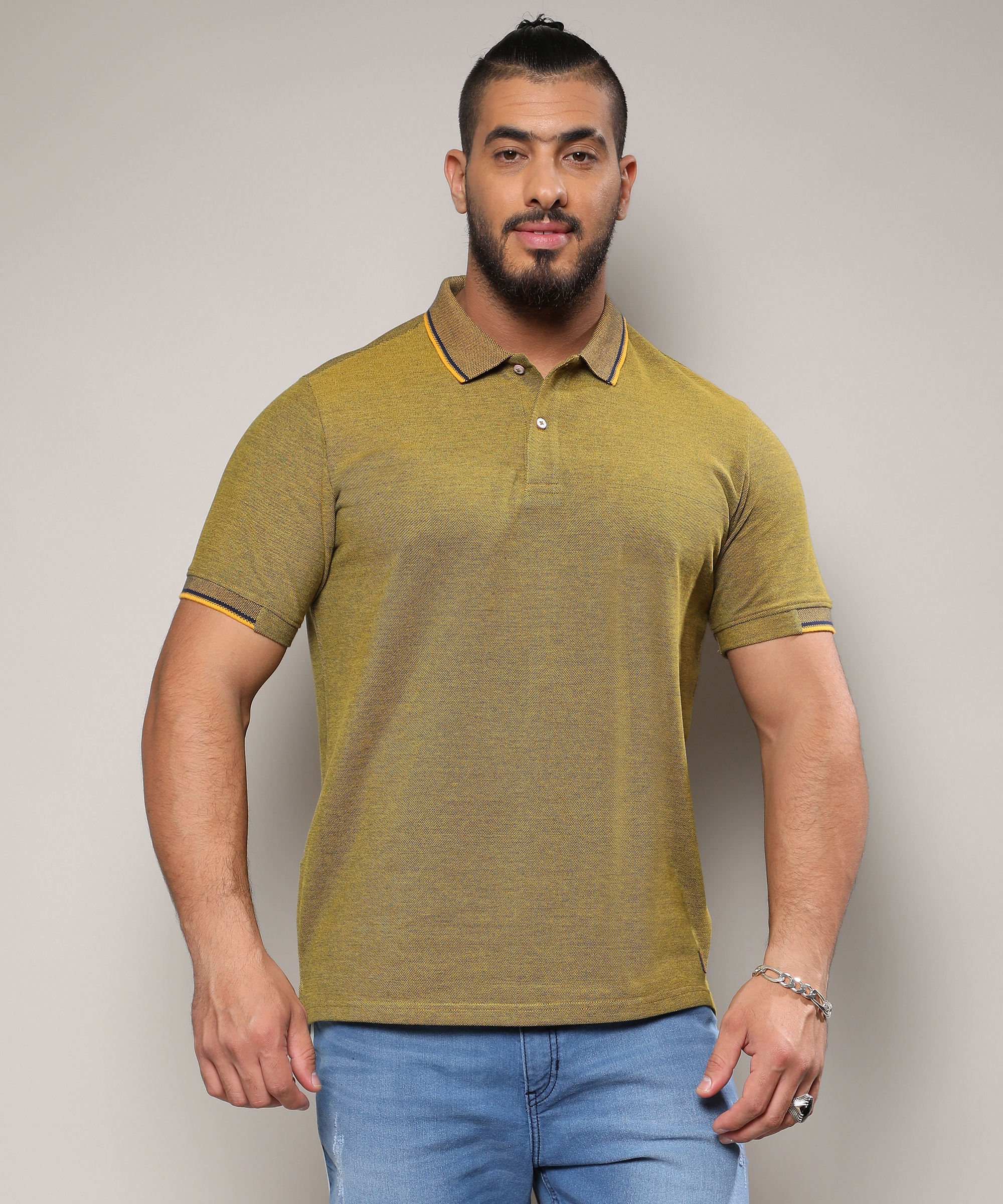 Instafab Plus | Men's Olive Green Basic Polo T-Shirt
