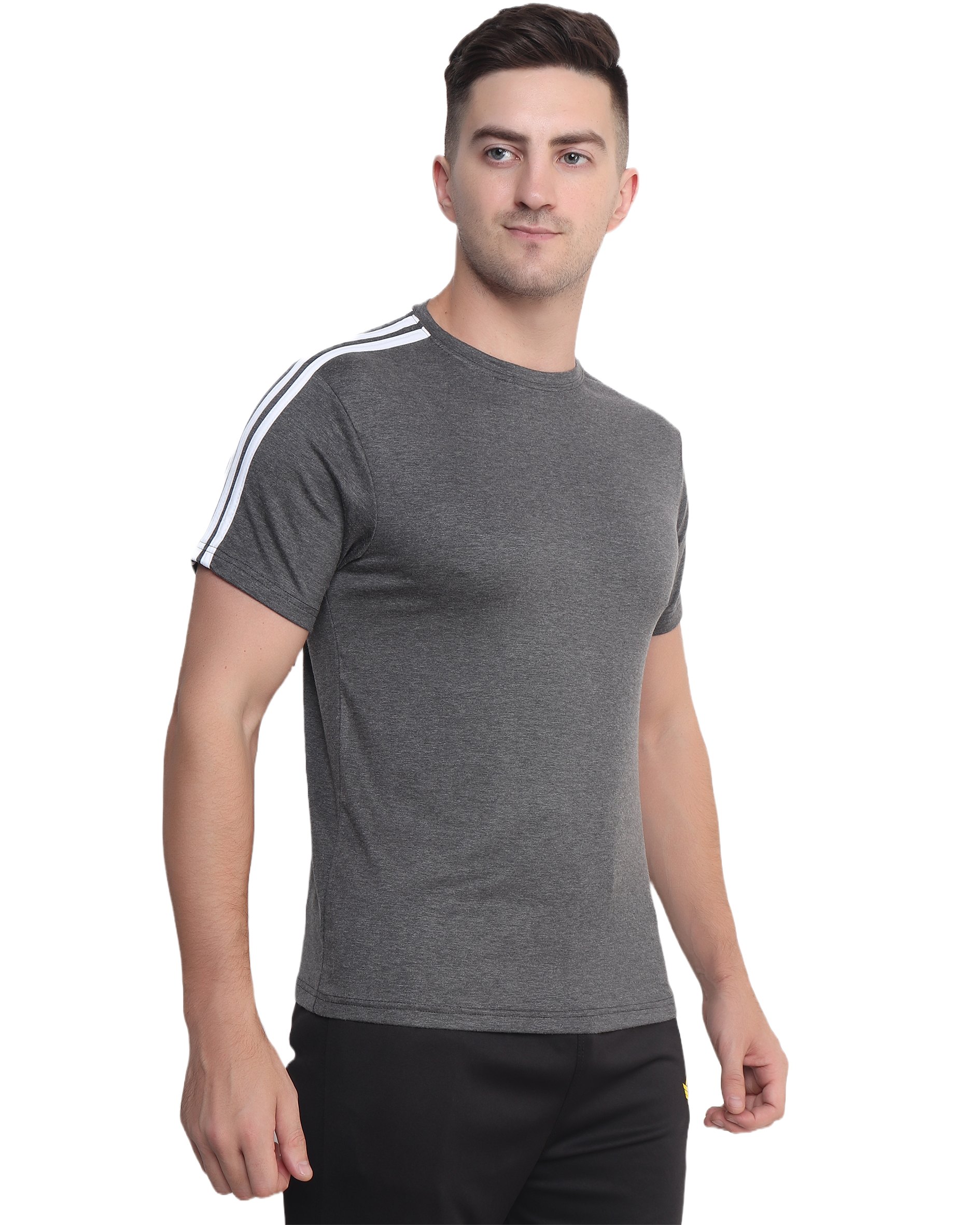Dark Grey Melange With White Stripes 