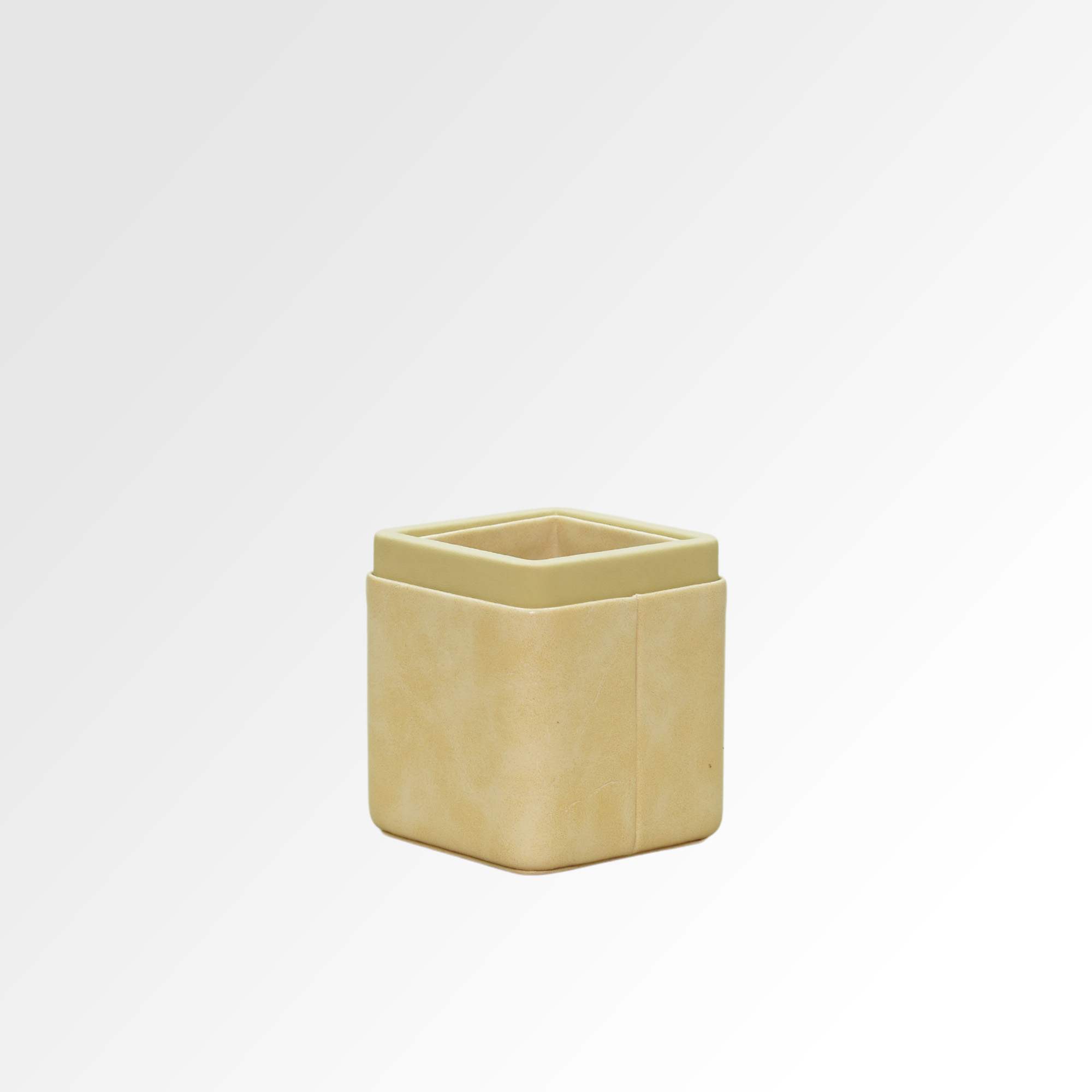 Pen/Pencil Holder | Faux Leather | Square Small | Moderno | Cream