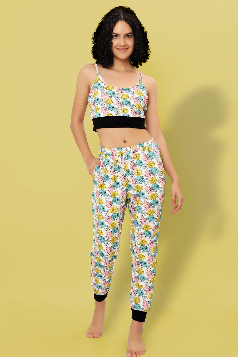 Ninos Dreams Women 3 piece Multicolour Floral Print Bomber Jacket with Jogger Coord Set