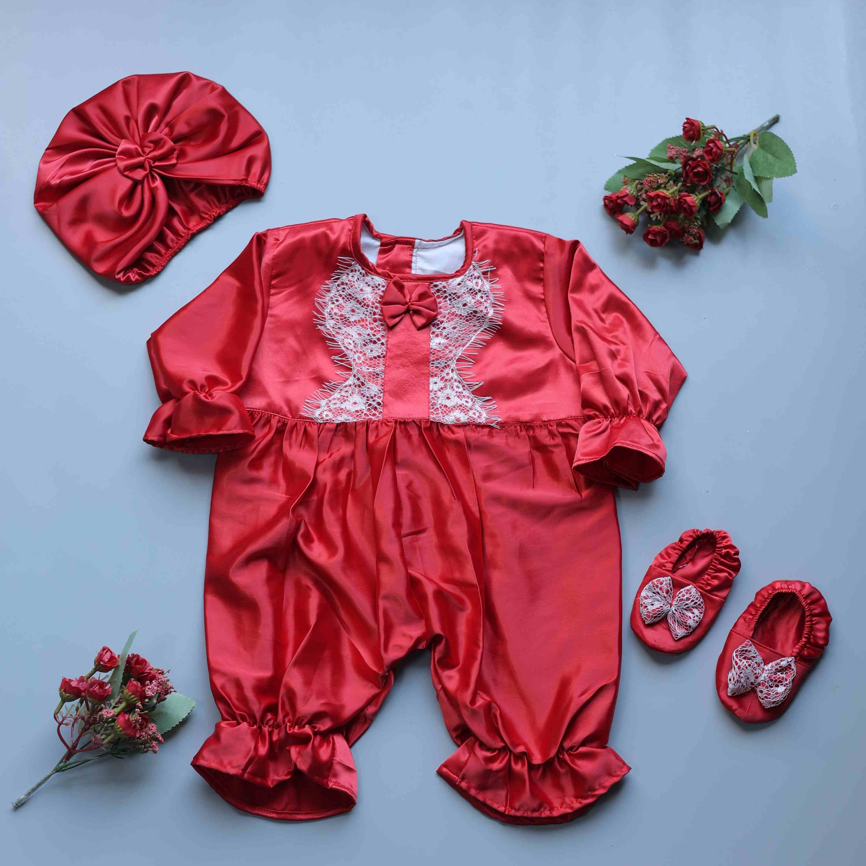 Radiant Ruby Romper and Turban Set