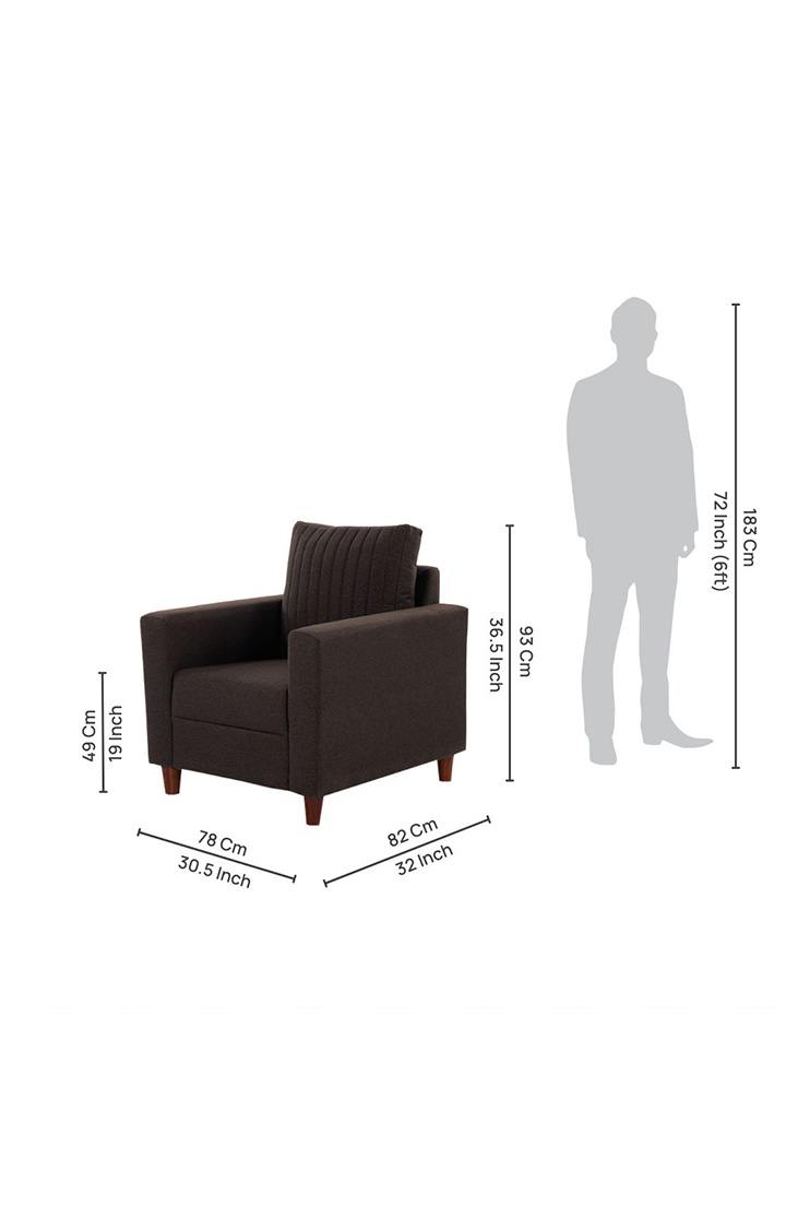 neudot Roman Sofa for Living Room |1 Person Sofa|Premium Fabric with Cushioned Armrest | Solid Wood Frame|1 Seater in Chocolate Brown Color