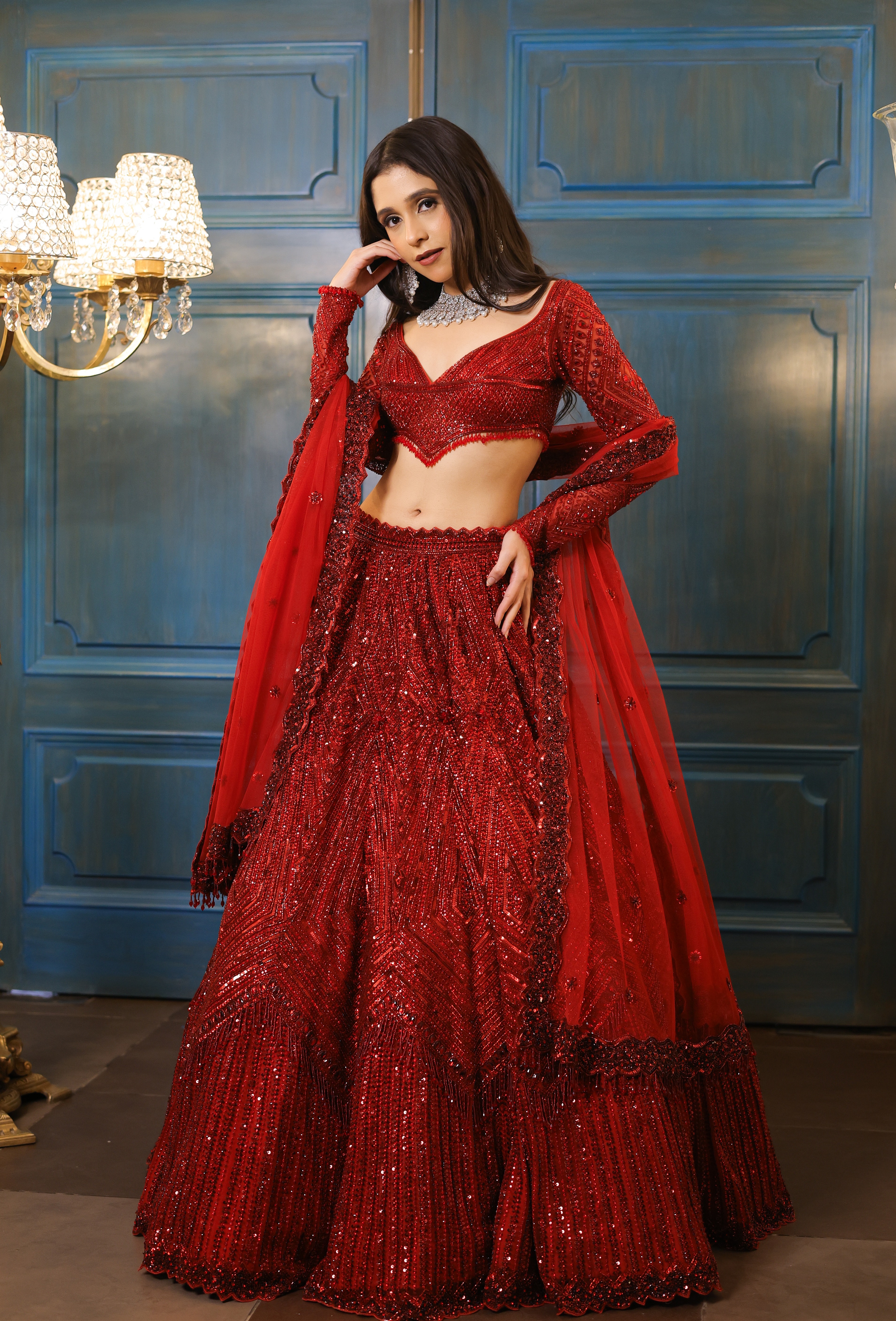 Rida Maroon Lehenga Set