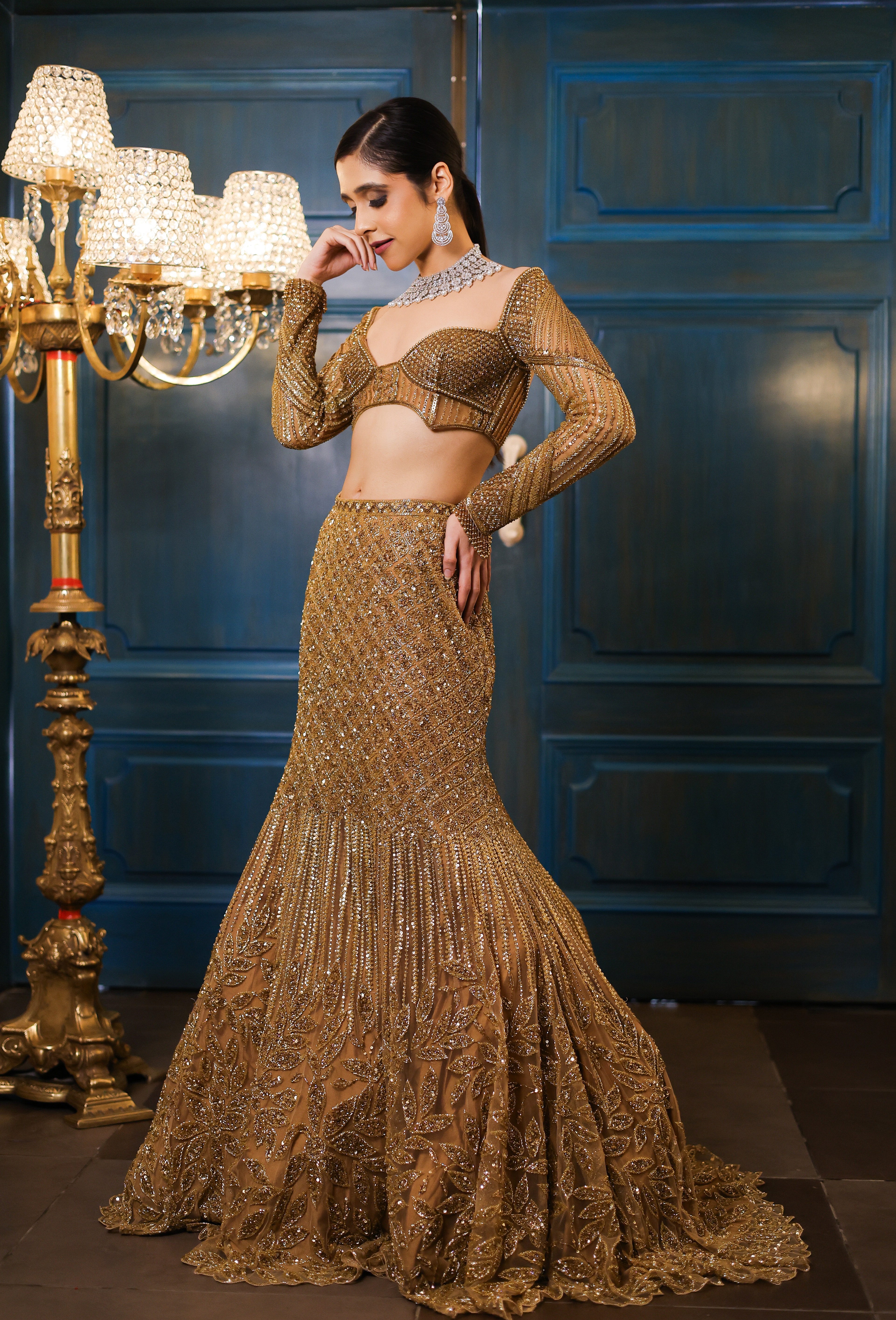 Stella Gold Fishcut Lehenga