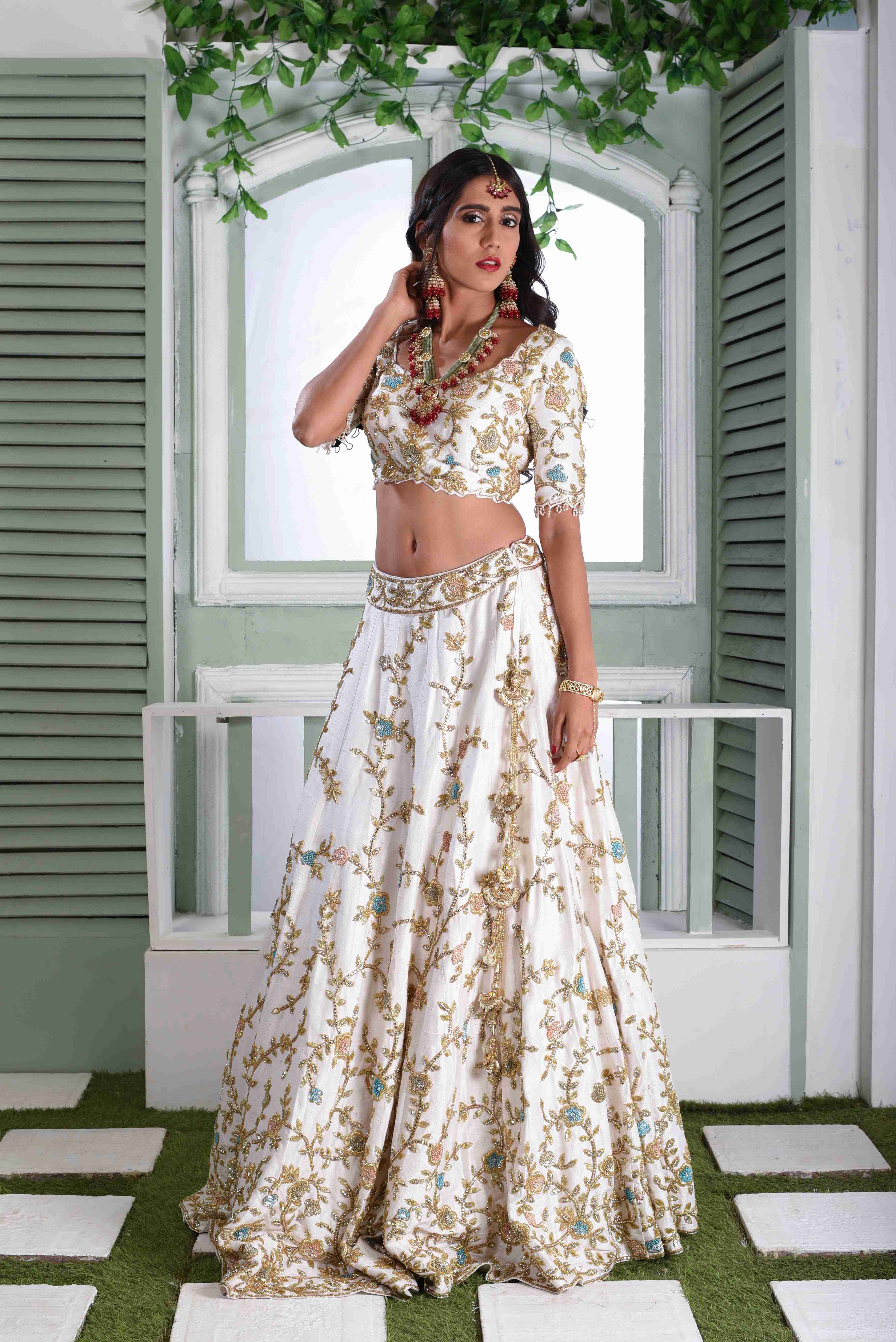 Debby Ivory & Gold Lehenga