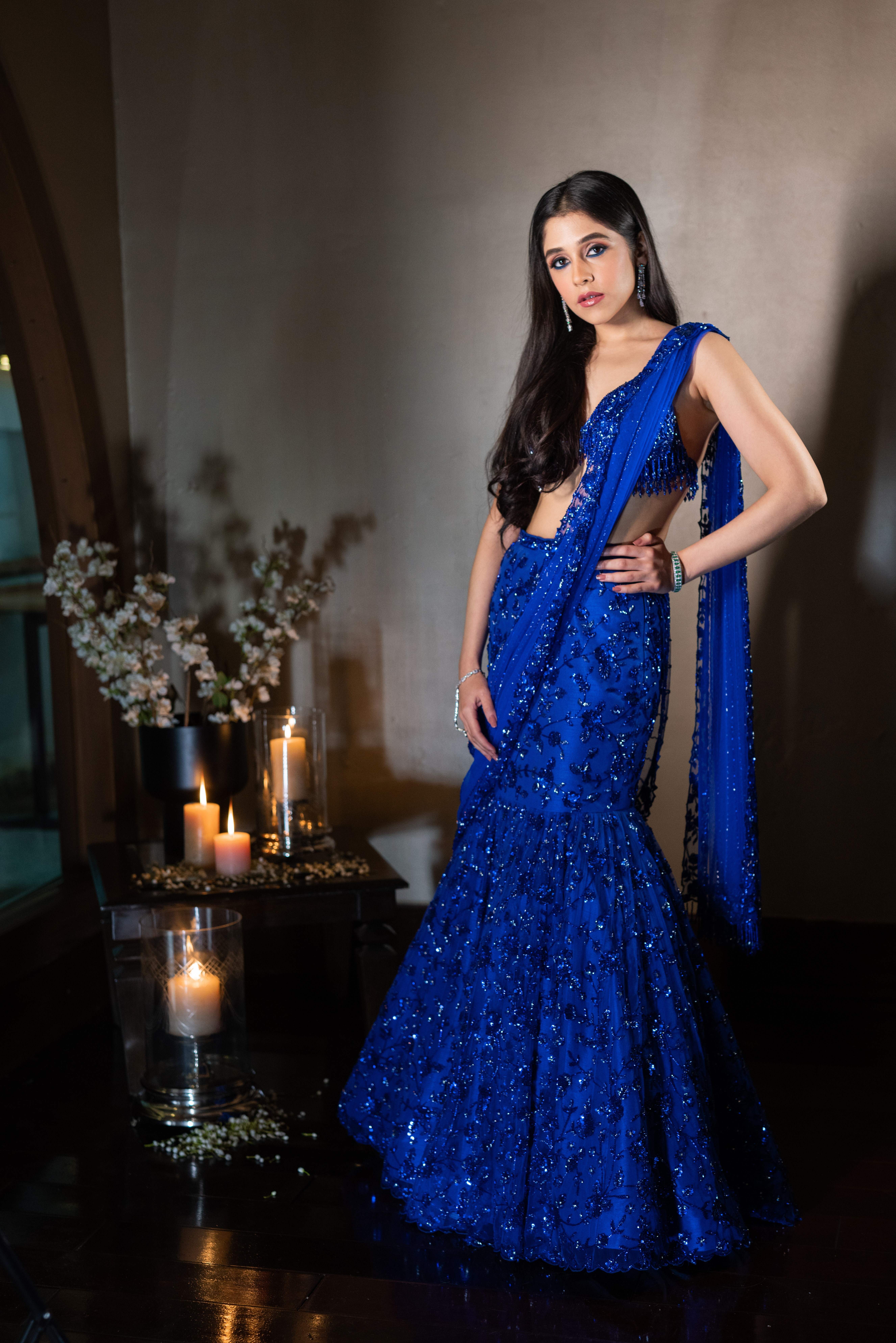 Electric Blue Fishcut Lehenga