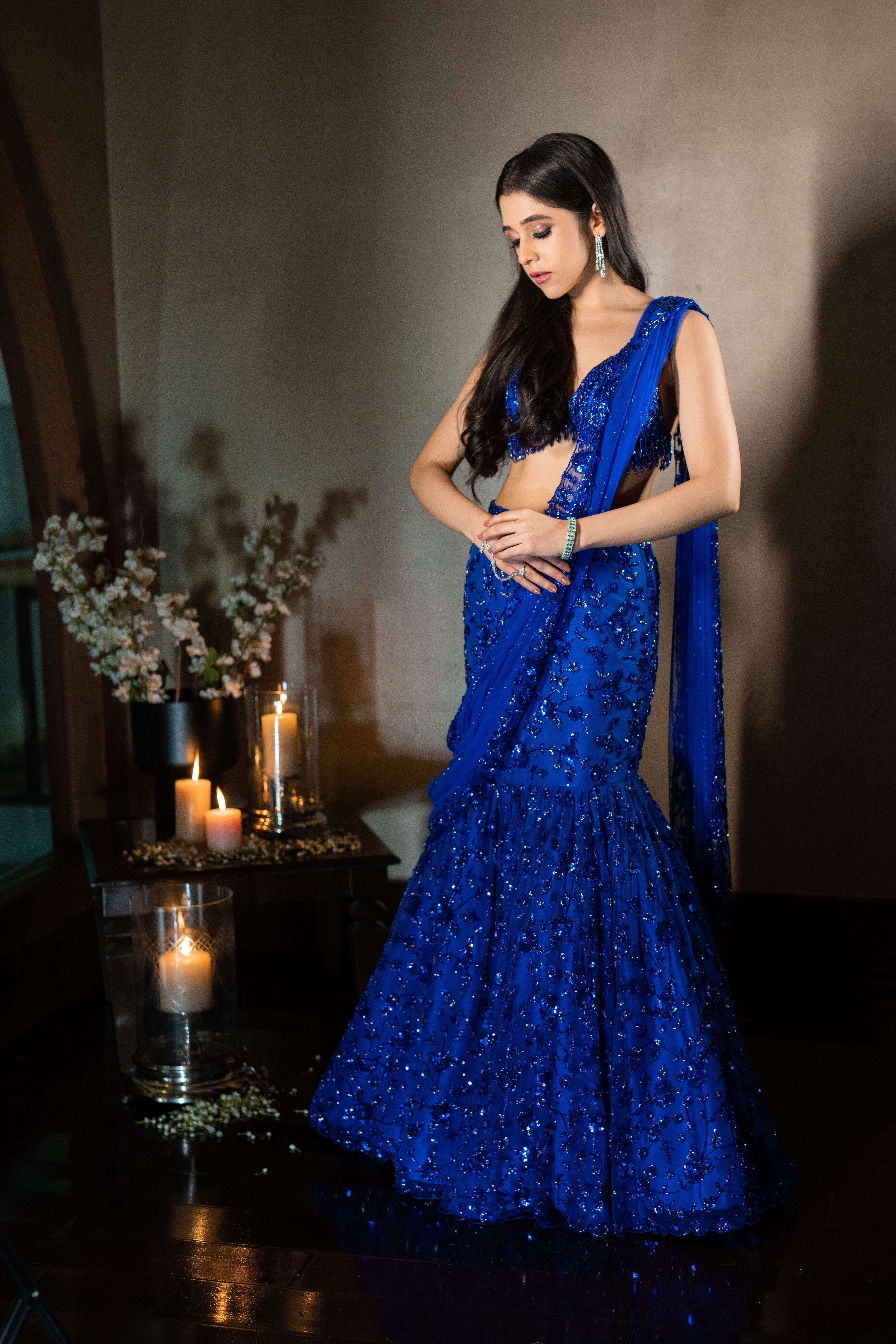 Electric Blue Fishcut Lehenga