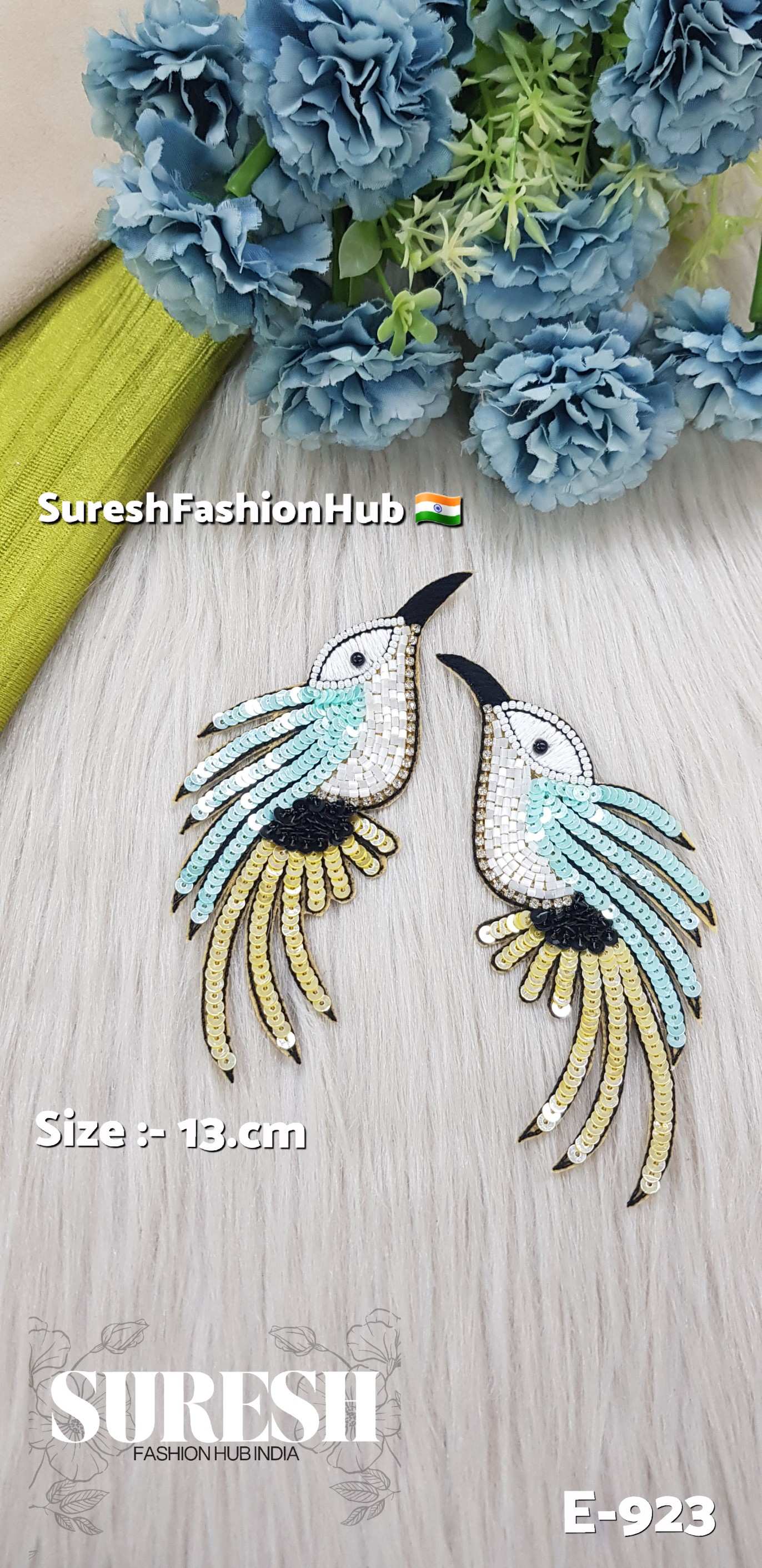 E-923 Light Seagreen Right Side Humming Bird Patch