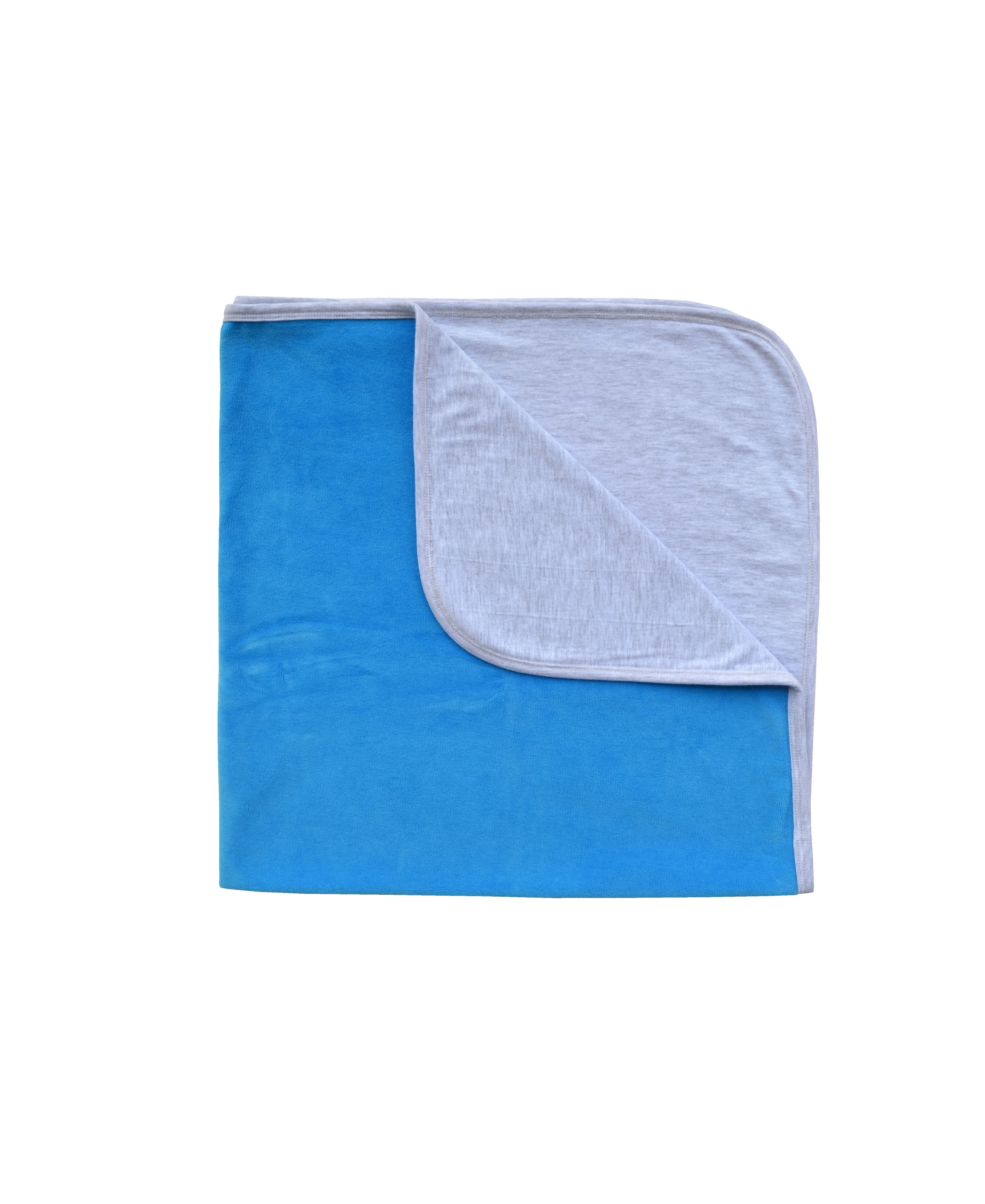 Blue & Grey Melange Reversible Baby Blanket (Cotton / Velour)