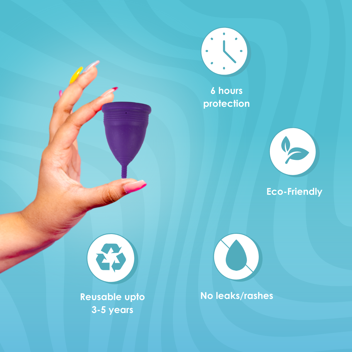 Lemme Be Reusable Menstrual Cup For Women Basic Large Size Menstrual Cup with Pouch| No Leakage, Protection for Up to 6-8 Hours| 100% Medical Grade Silicone Cup (Large, Purple)