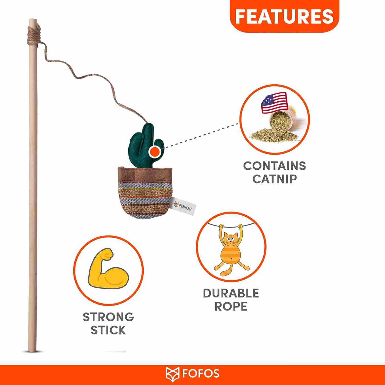 Fofos Cactus Wand Austin for Cats 40 CM