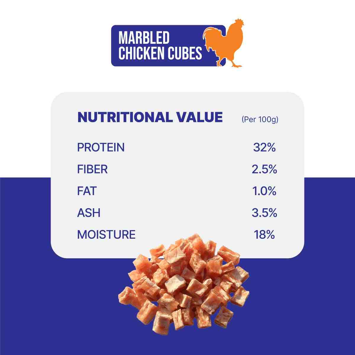 Snackers Marbled Chicken Cubes Dog Treats 70g