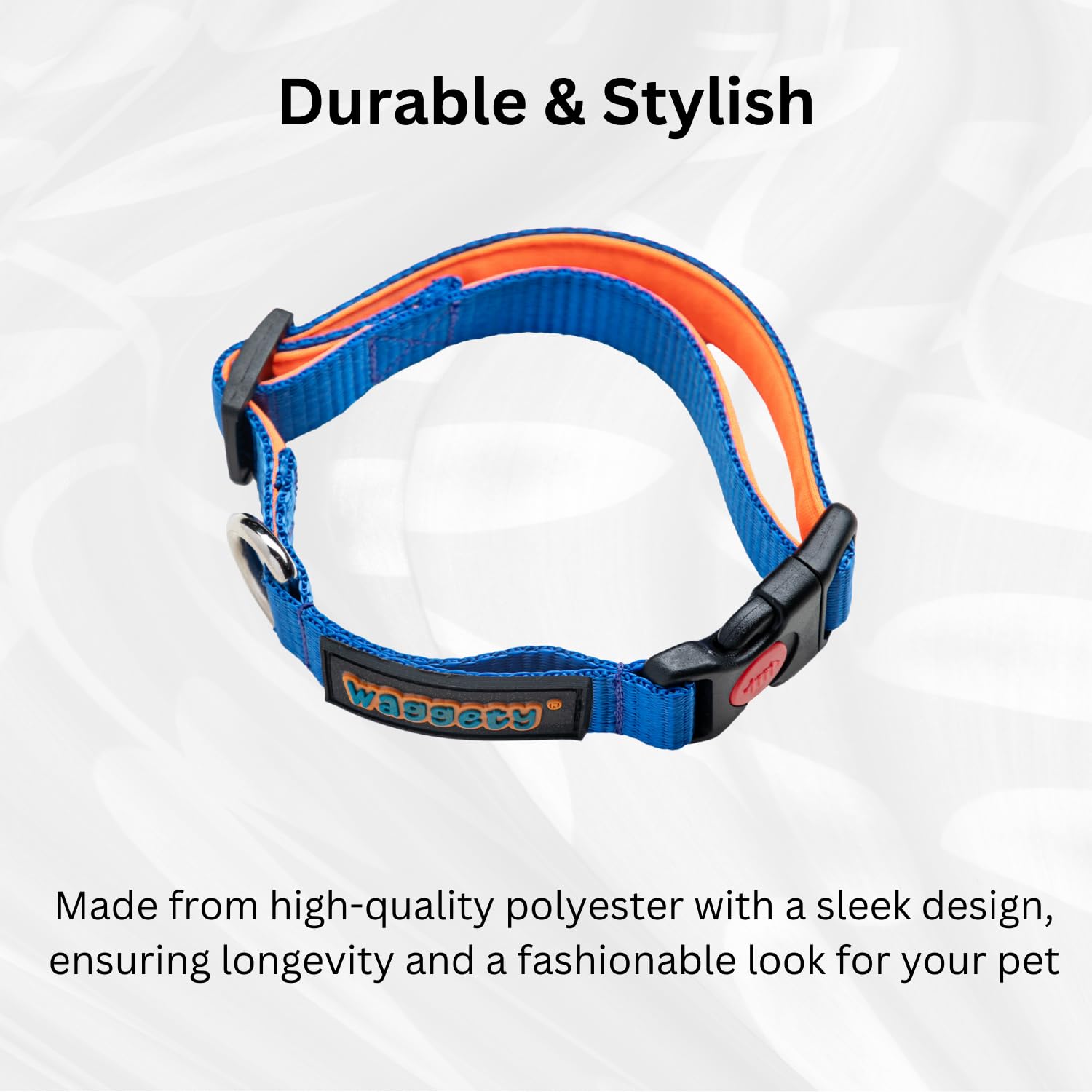 Waggety Padded Dog Collar, Blue