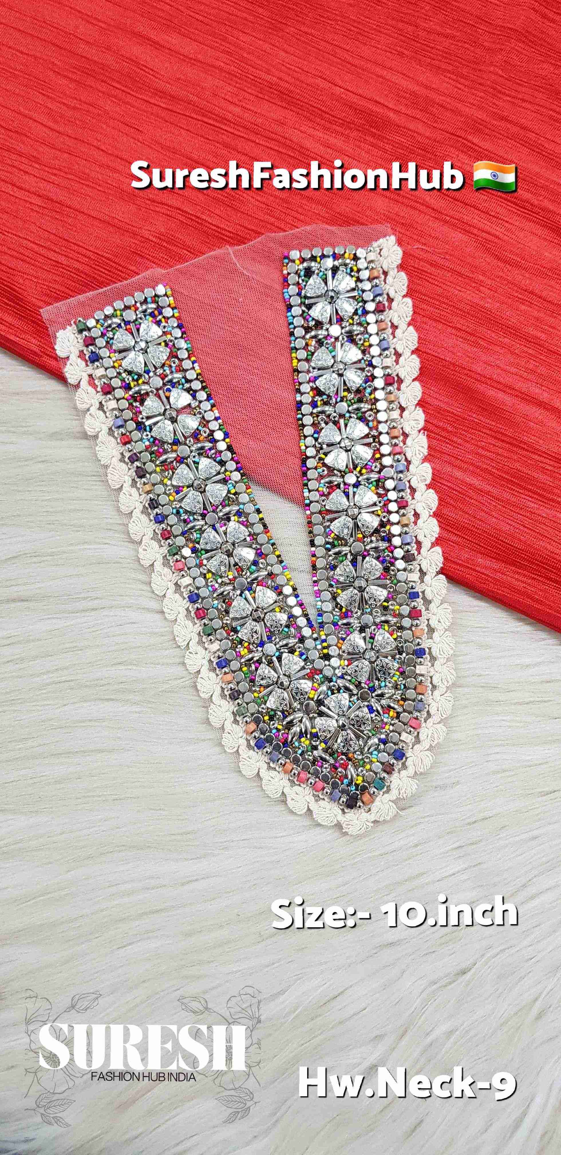 Boho Bloom Handcrafted Floral Neck Patch – Multicolor on Off-White Net