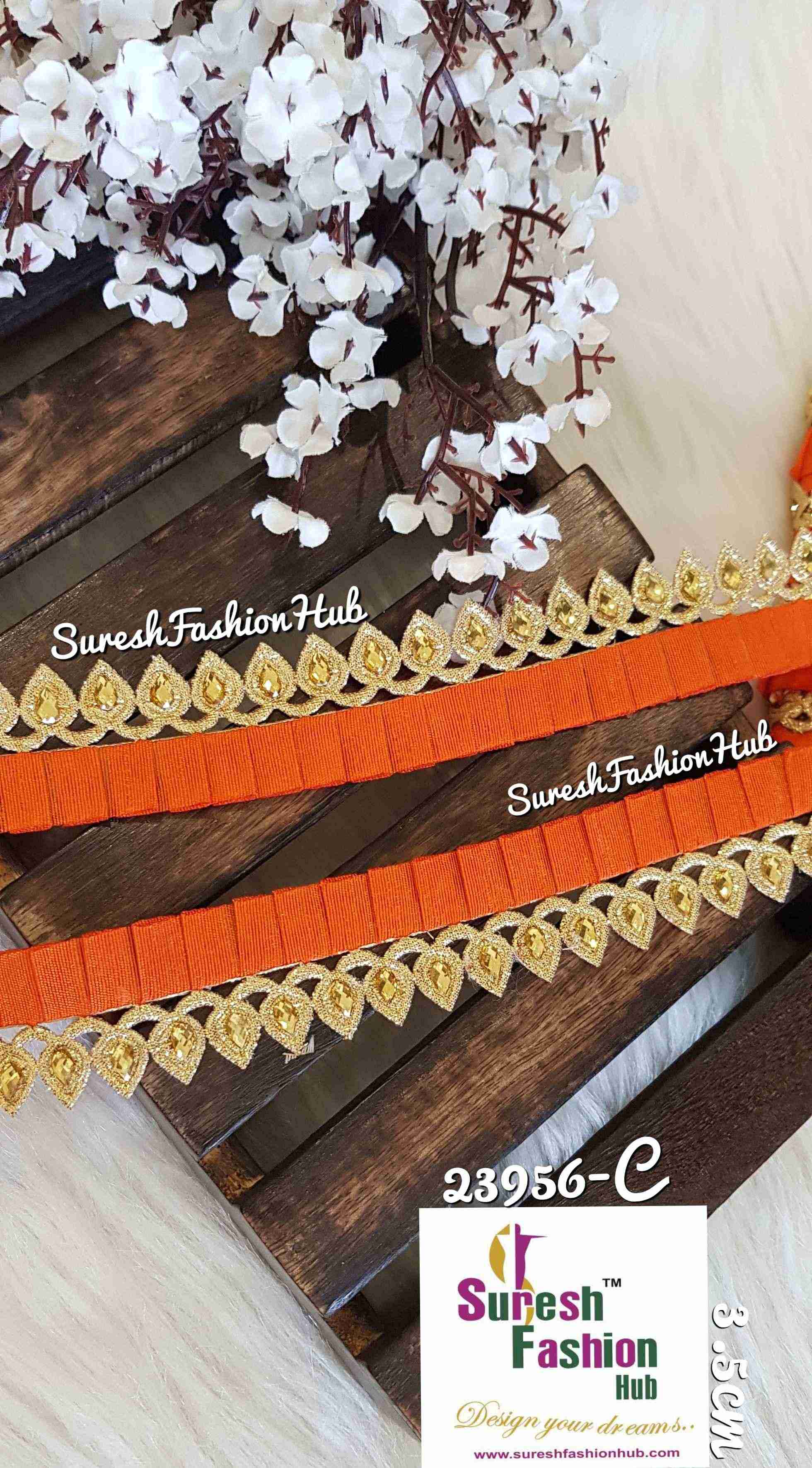 Bright Orange Leafy Designer Trim