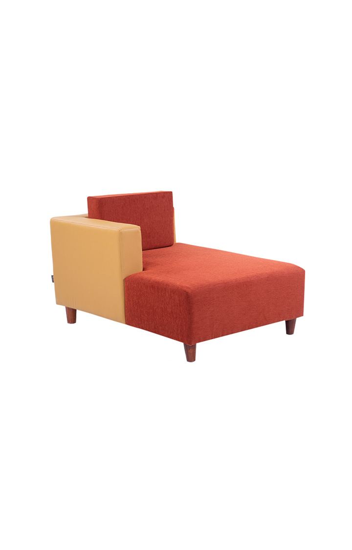 neudot Hailey Duet Fabric 1 Seater Right Aligned Lounger | L Shape | RHS | Comfortable Sofa Dual Color | Living Room | Bed Room | Floral Cider Orange Colour