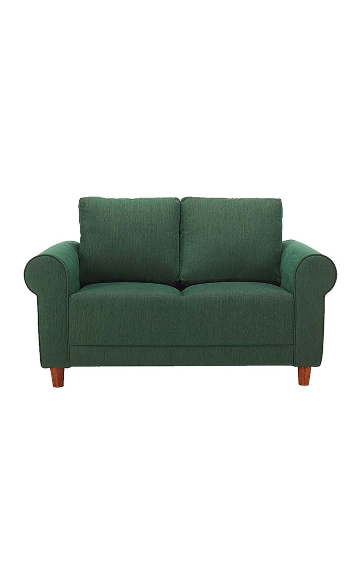 neudot Melody Sofa for Living Room |2 Persons Sofa|Premium Fabric with Padded Cushioned Armrest |Solid Wood Frame|2 Seater in Castle Green Color