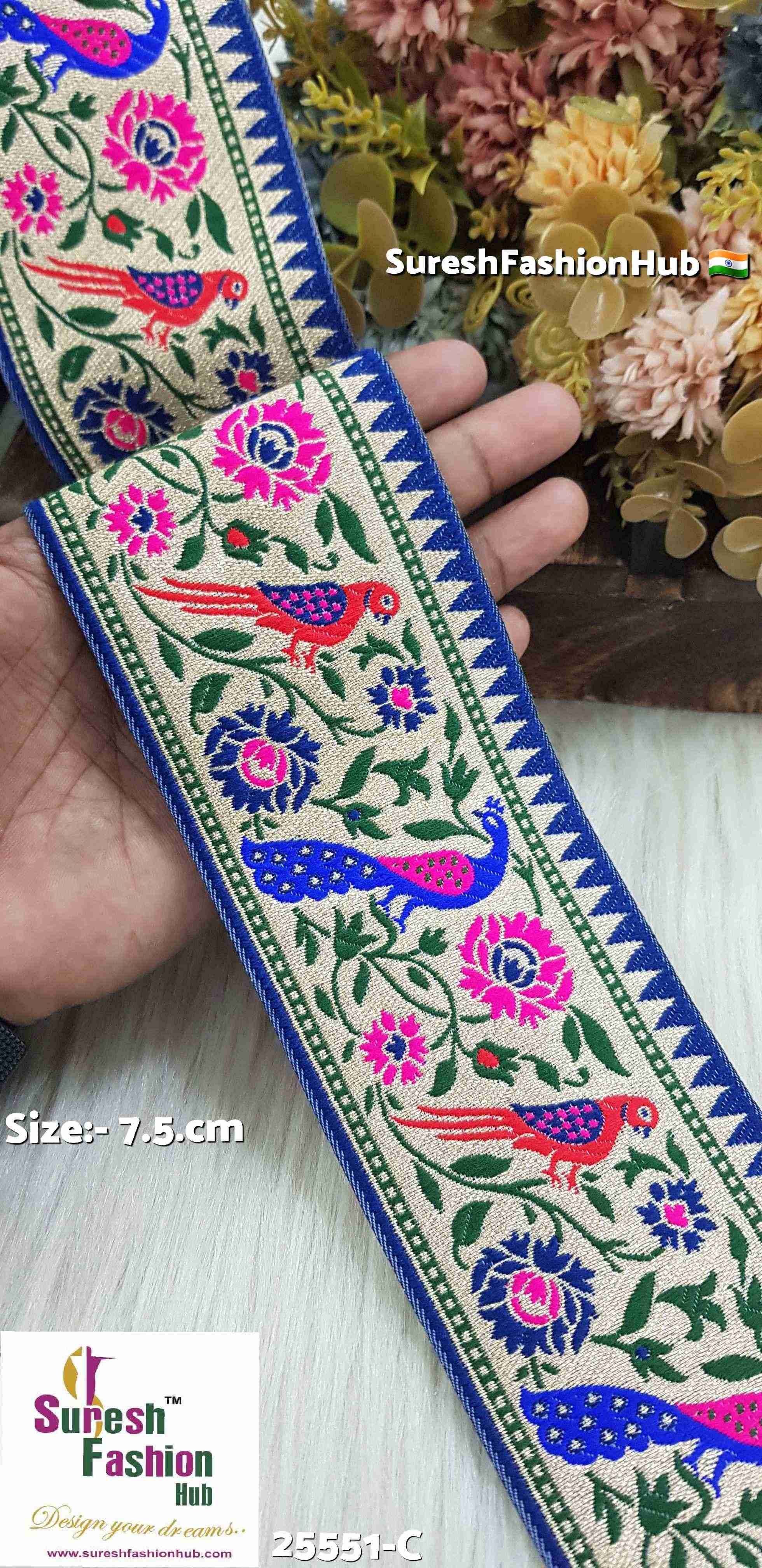 Peacock & Parrot Banarasi Navy Blue Lace
