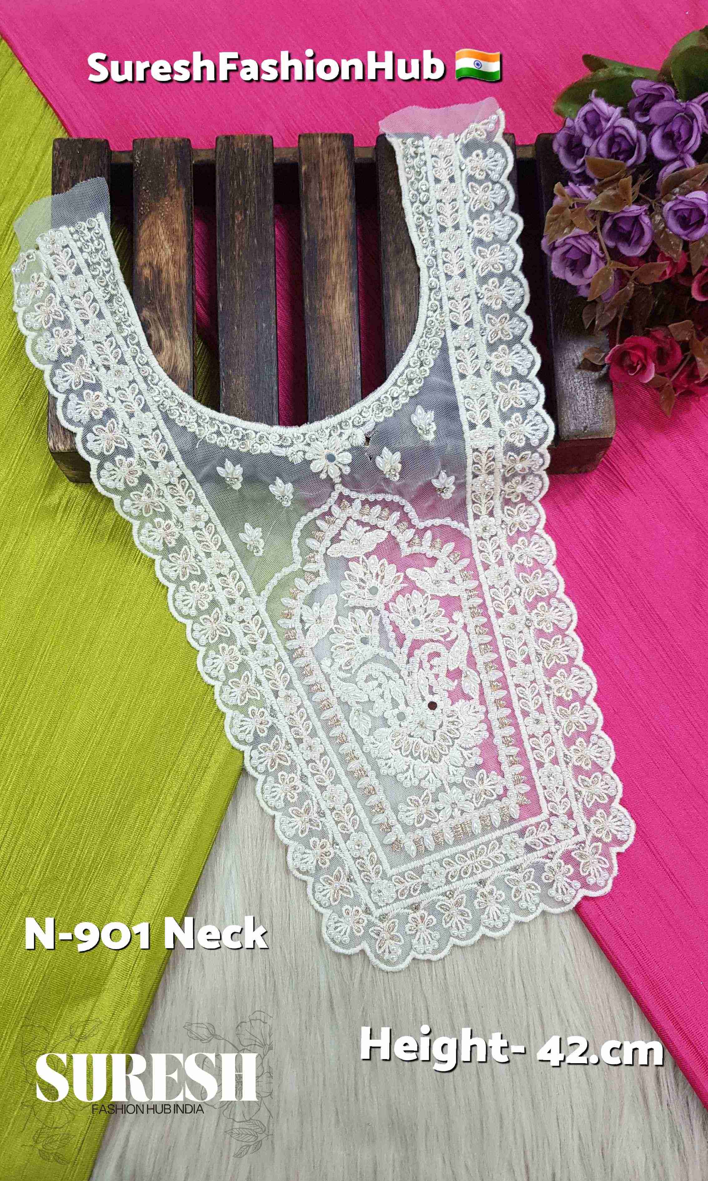 Pearl Radiance Handcrafted Cutwork Neck Design
