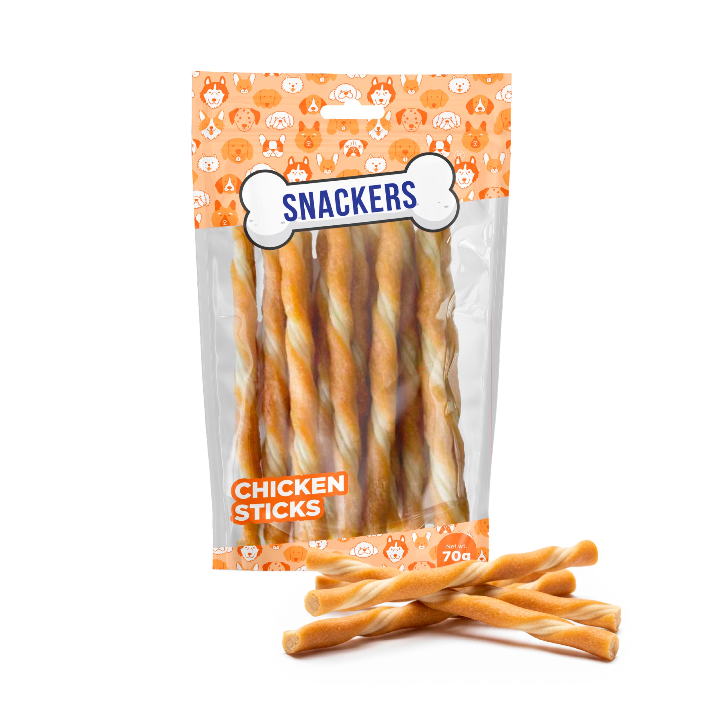 Snackers Chicken with Fiber Stick Twists for Dogs (12 cm, 2 cm, 70 g)