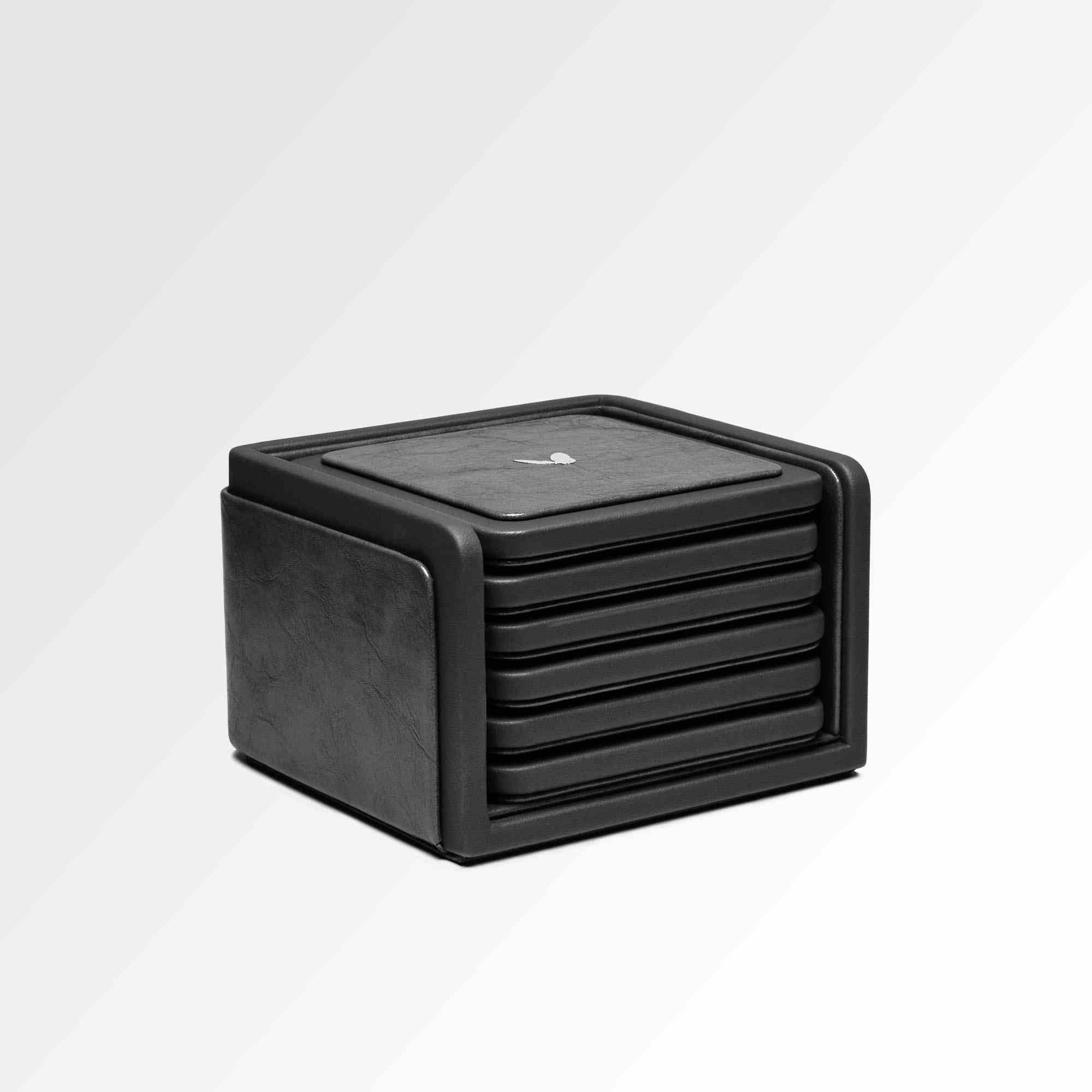 Square Coasters Set - Set of Six - Moderno - Black