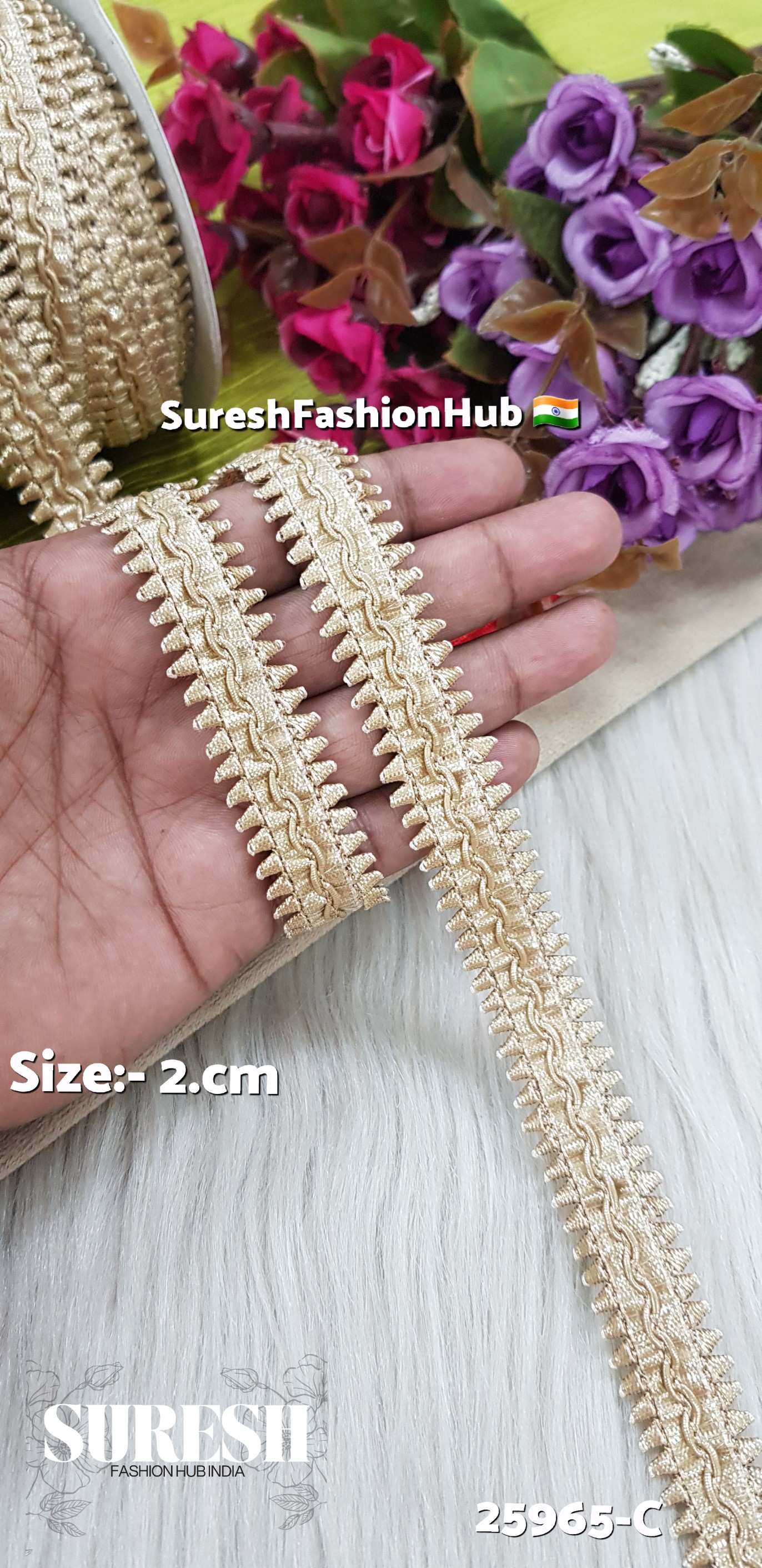 25965-C Pearl Two-Side Samosa Gota Jhalar Lace – 2 cm