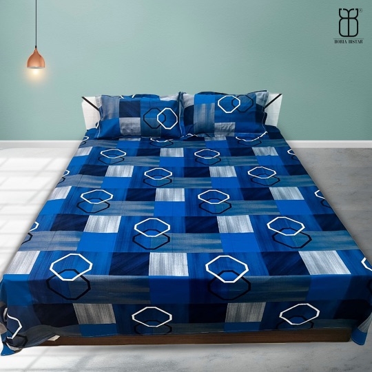 Boria Bistar | Boria Bistar 100% Cotton Procian Printed Double Bedsheet with 2 Pillowcovers|0