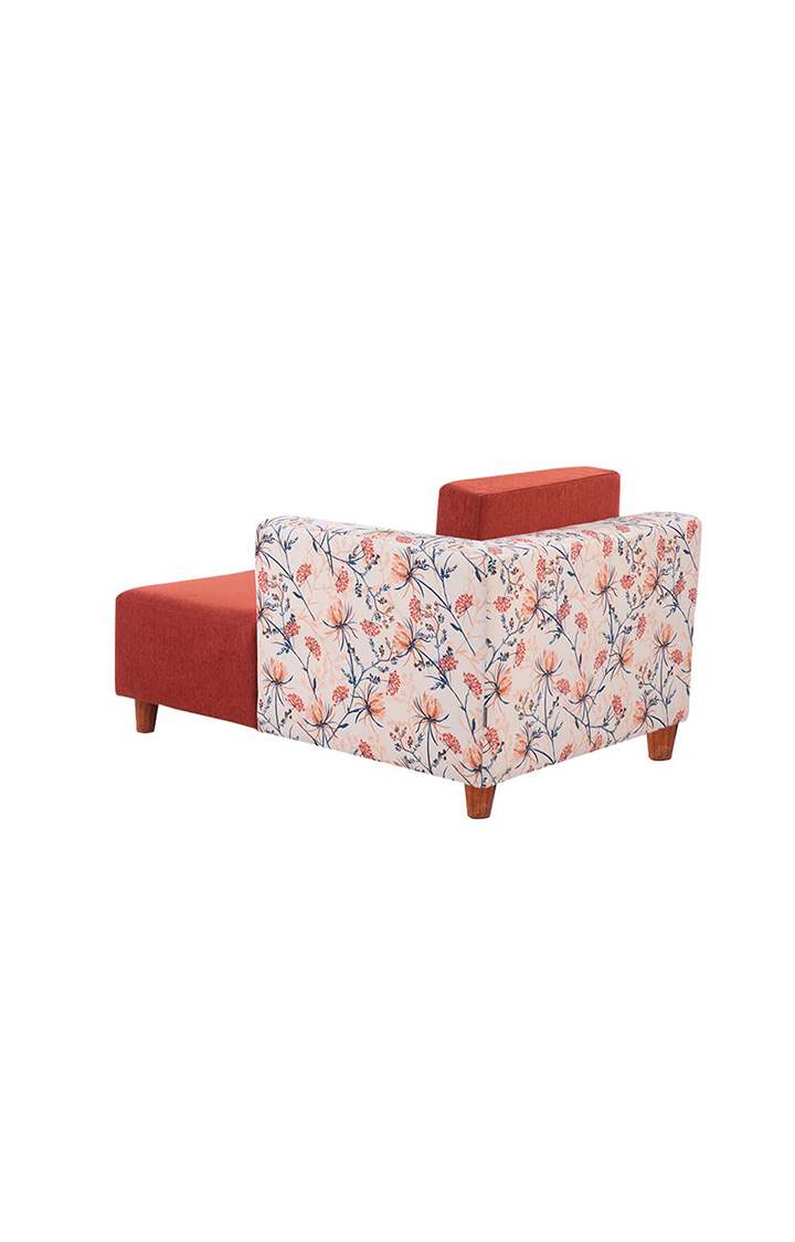 neudot Hailey Duet Fabric 1 Seater LHS Lounger in Floral Cider Orange Colour