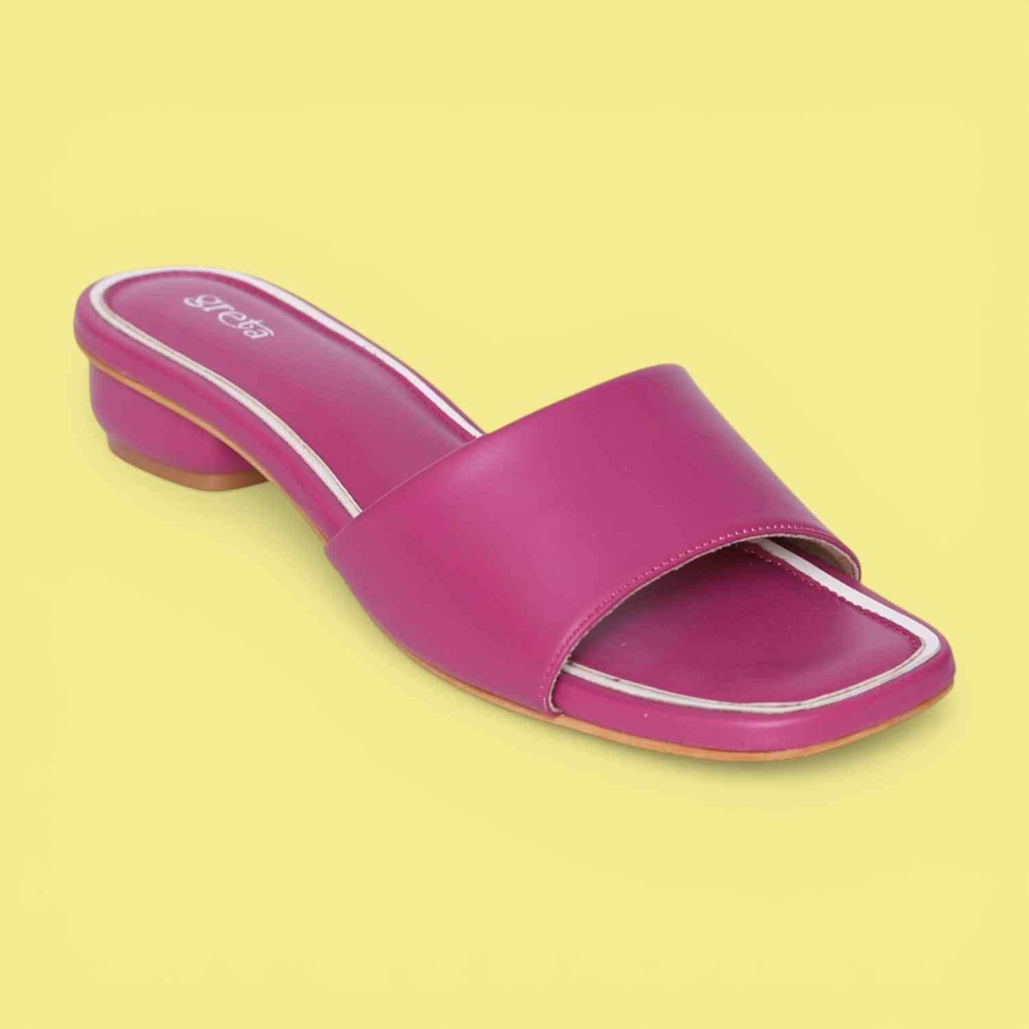 Women’s Stylish Slip-On Purple Slides with Small Heel