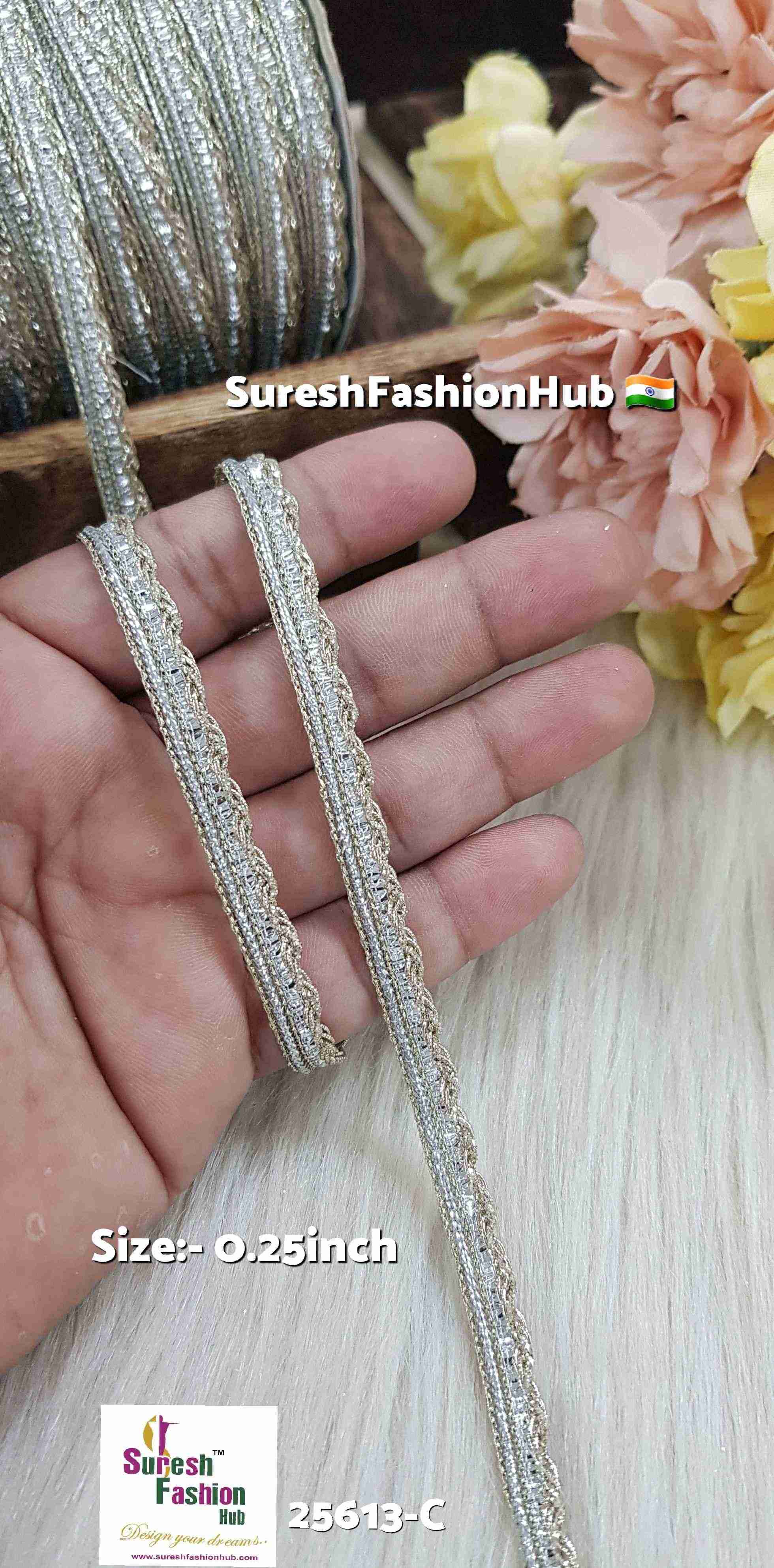 Silver & Pani Gold Jhalar Dori Lace