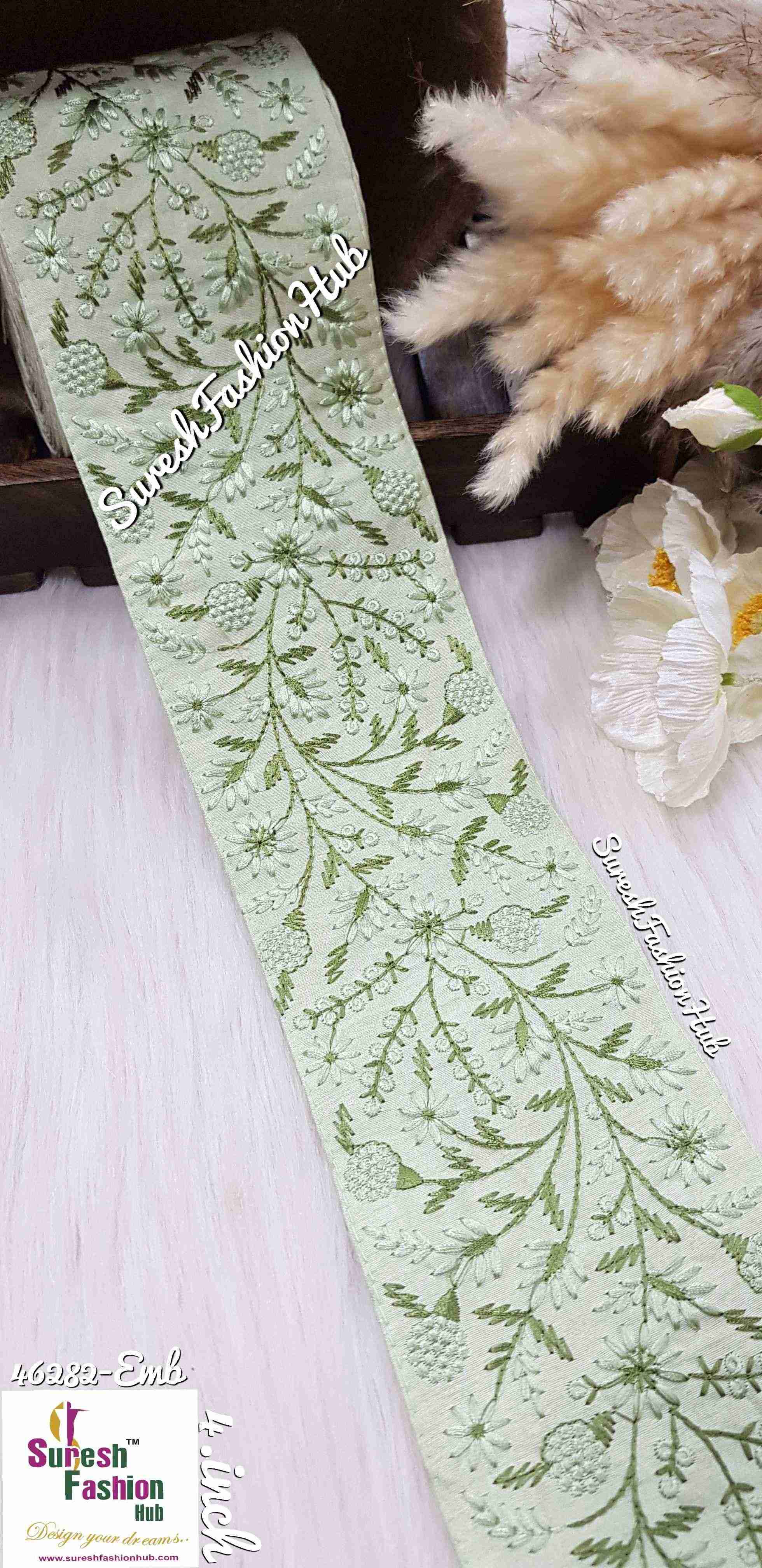 Dainty Flowers Pista Threaded Ribbons