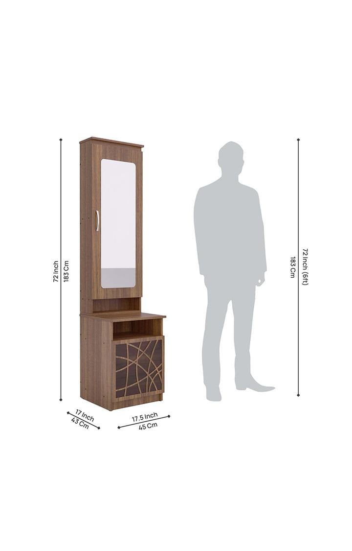 Paris Wooden Dressing Table with Mirror & Storage - Brown