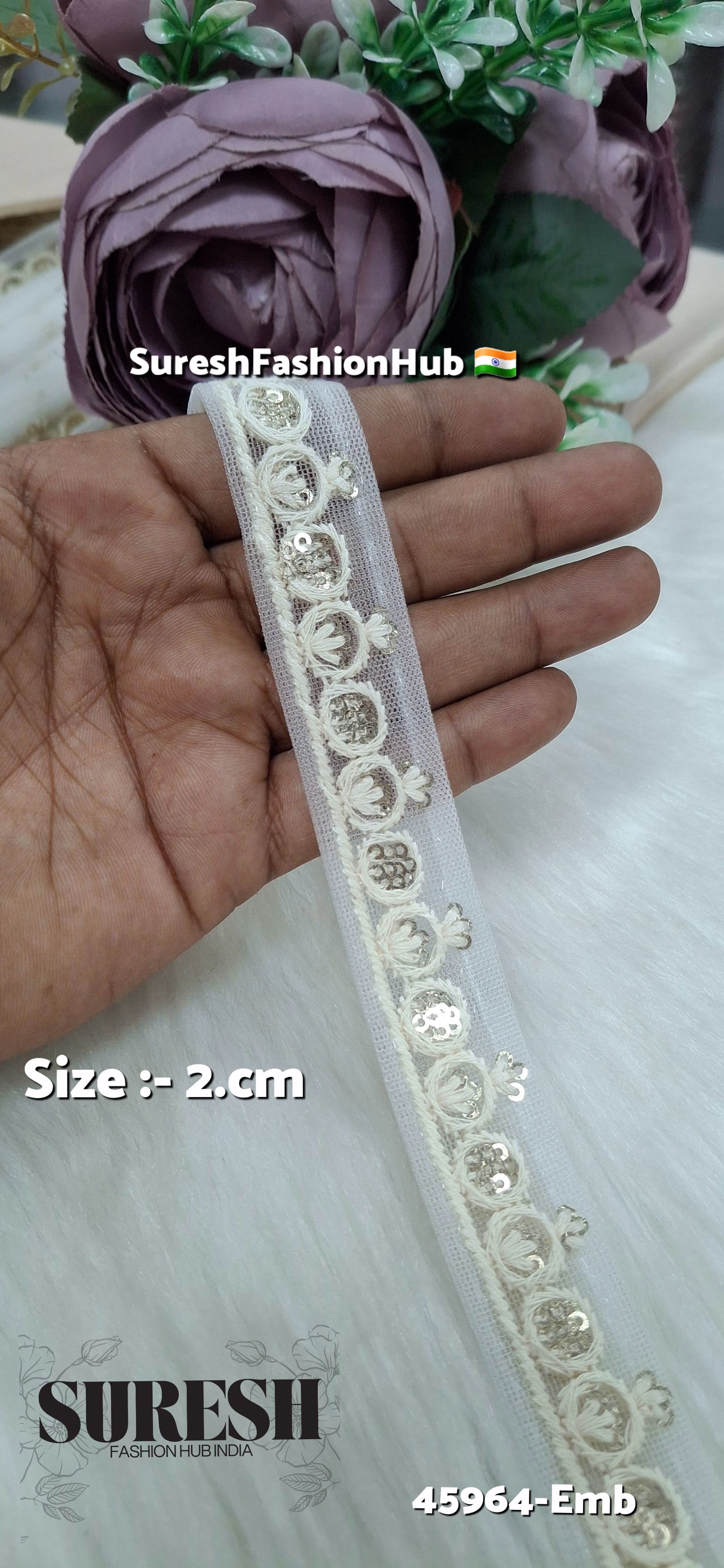 Off White Tone-on-Tone Net Embroidery Lace