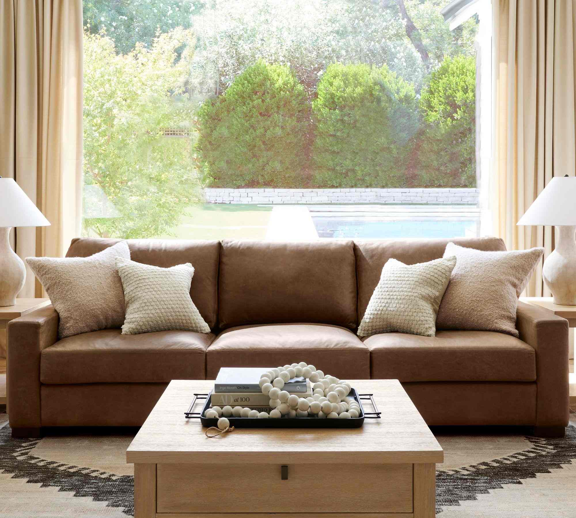 Turner Square Arm Leather Sofa