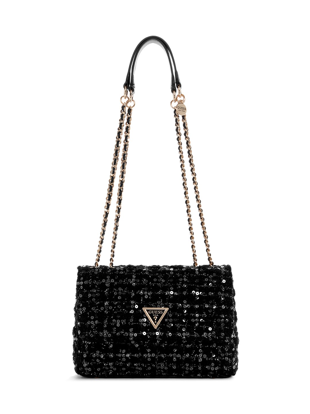 Black Gold Quilted Giully Crossbody Bag
