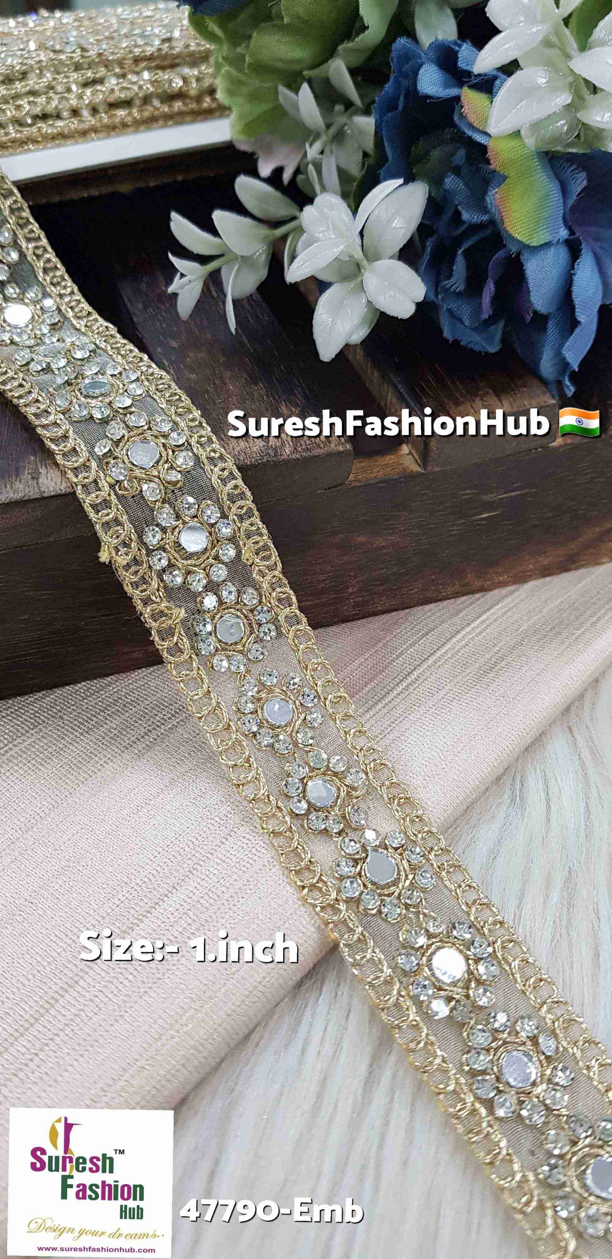 Light Gold Mirror Floral Organza Lace