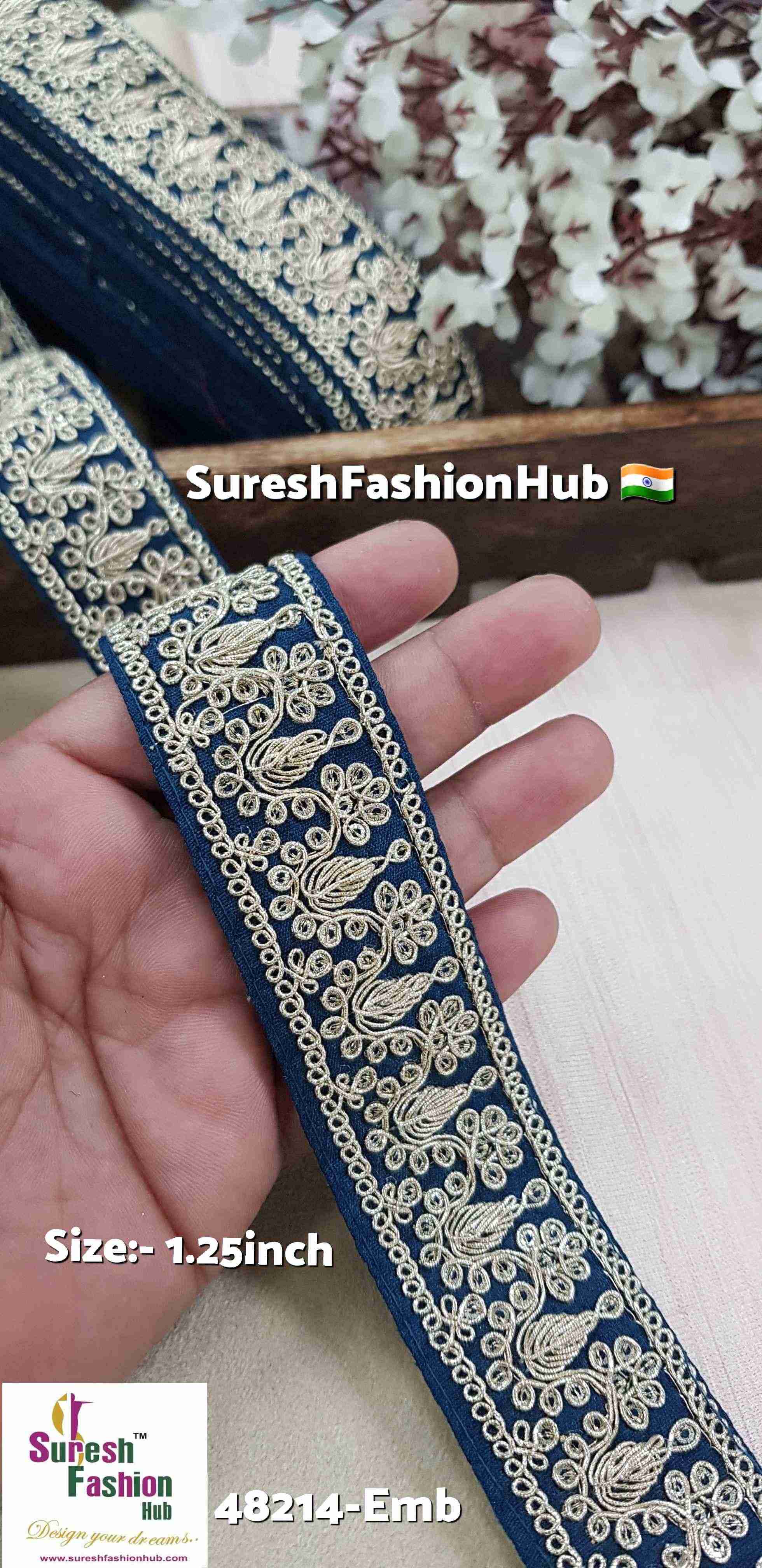 Petrol Blue Pearl & Sequence Fabric Lace