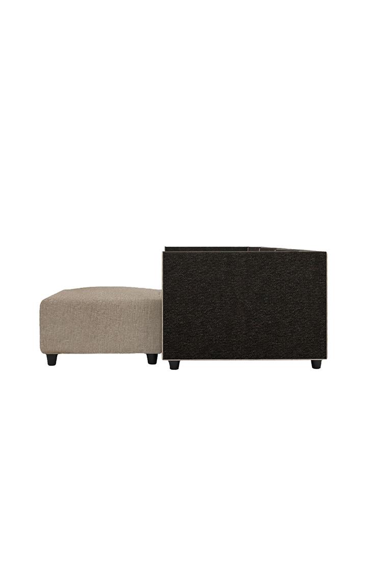 neudot Margot Fabric 3 Seater Sofa with Ottoman |Finish Color - Beige & Dark Brown|Ottoman Sofa for Living Room | Premium Fabric Sofa|3 Seater Sofa |Padded Cushioned Armrest |